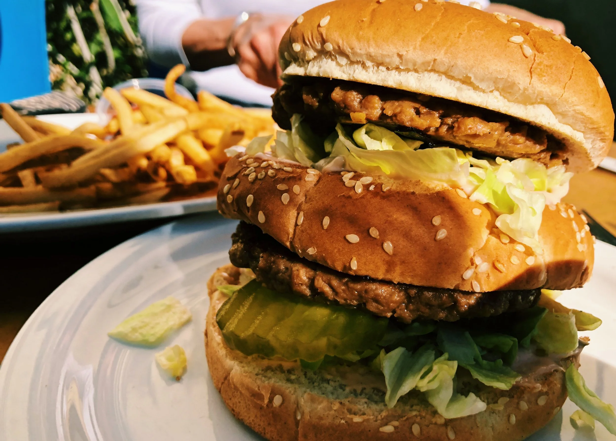 Post-race vegan big mac from Green Vegetarian...heaven