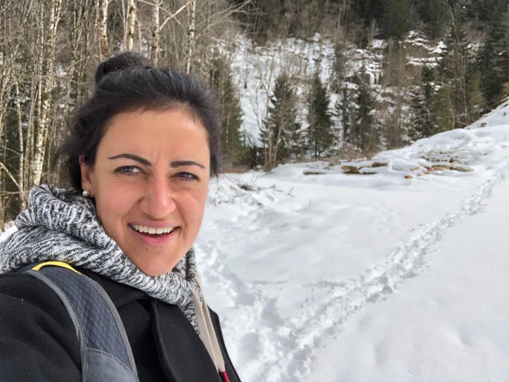 Hiking in the snow in Reebok's........