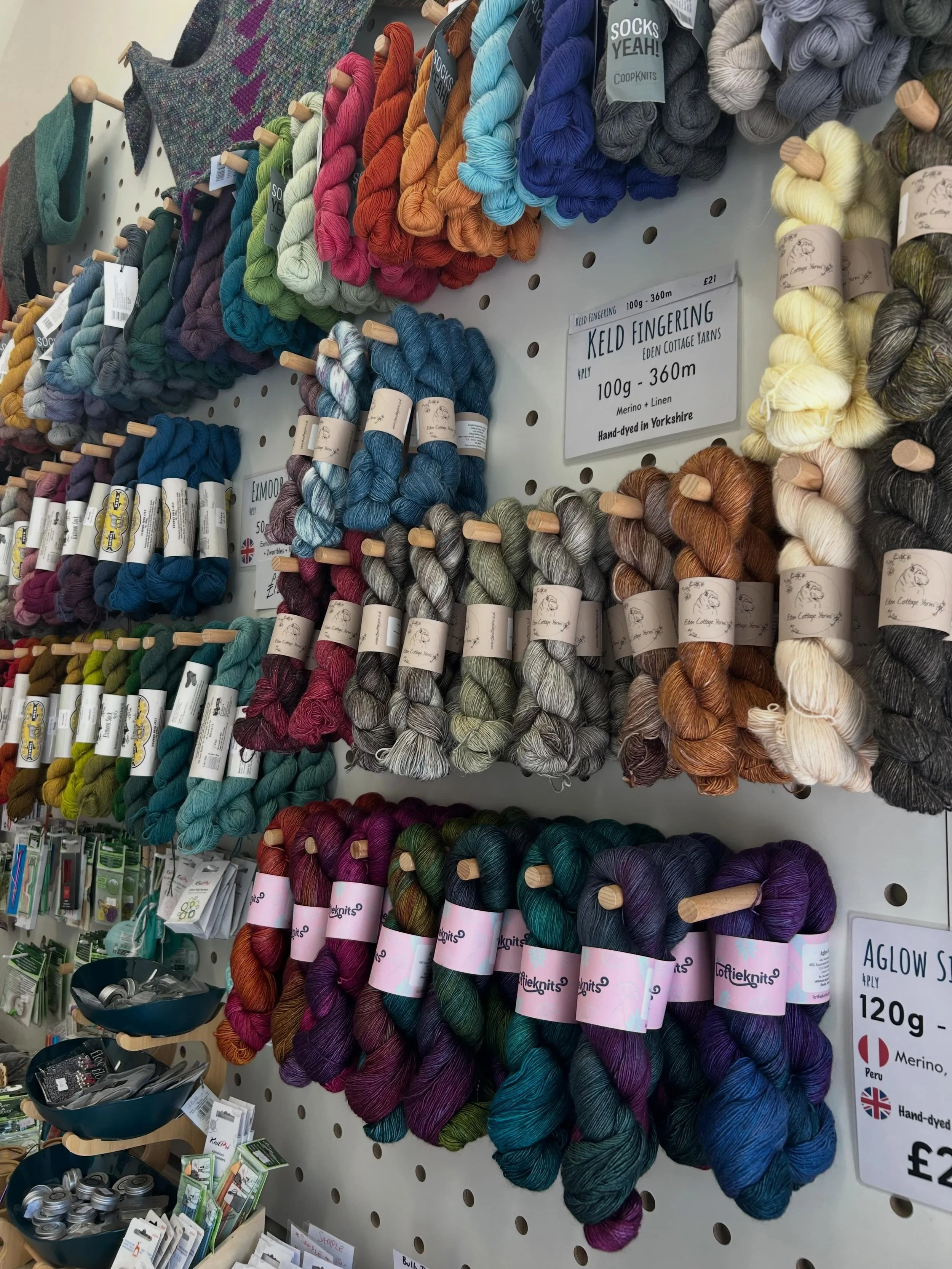 We&rsquo;ve had some rather lovely deliveries of hand-dyed single-ply yarns. 
Keld Fingering is nicely topped-up, including some colours that had sold out &amp; even a couple of new ones. I will get around - sometime - to showing off my recently fini