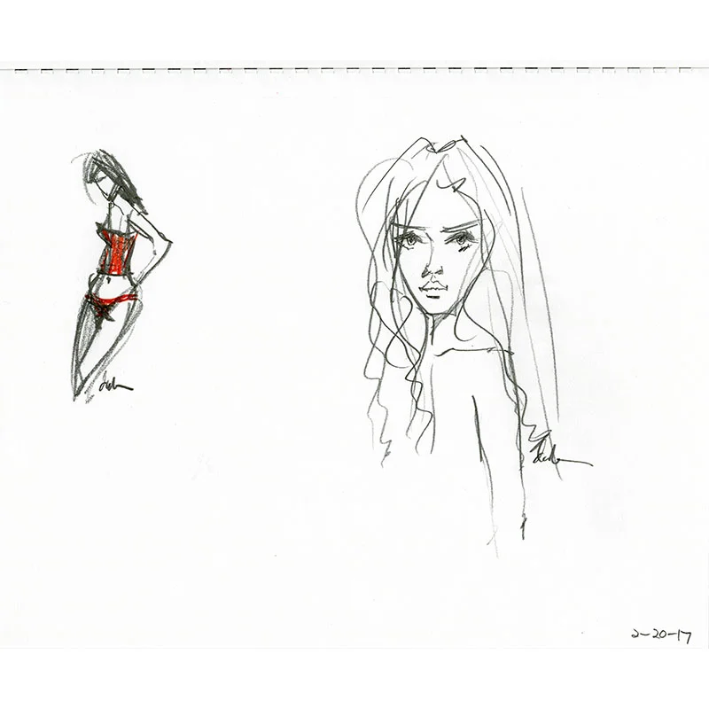  Graphite &amp; Colored Pencil on Paper 11" x 14" Sketchbook page 