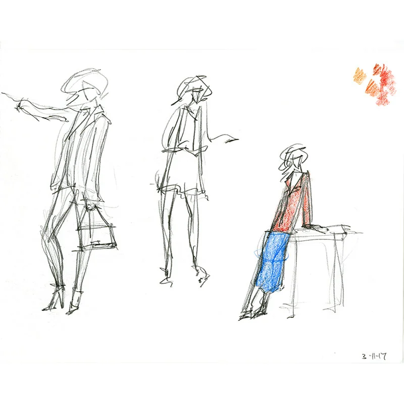  Graphite &amp; Colored Pencil on Paper 11" x 14" Sketchbook page 