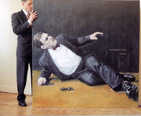 Fallen Man with Specs, Oil on Canvas, 50"x 70", 2006