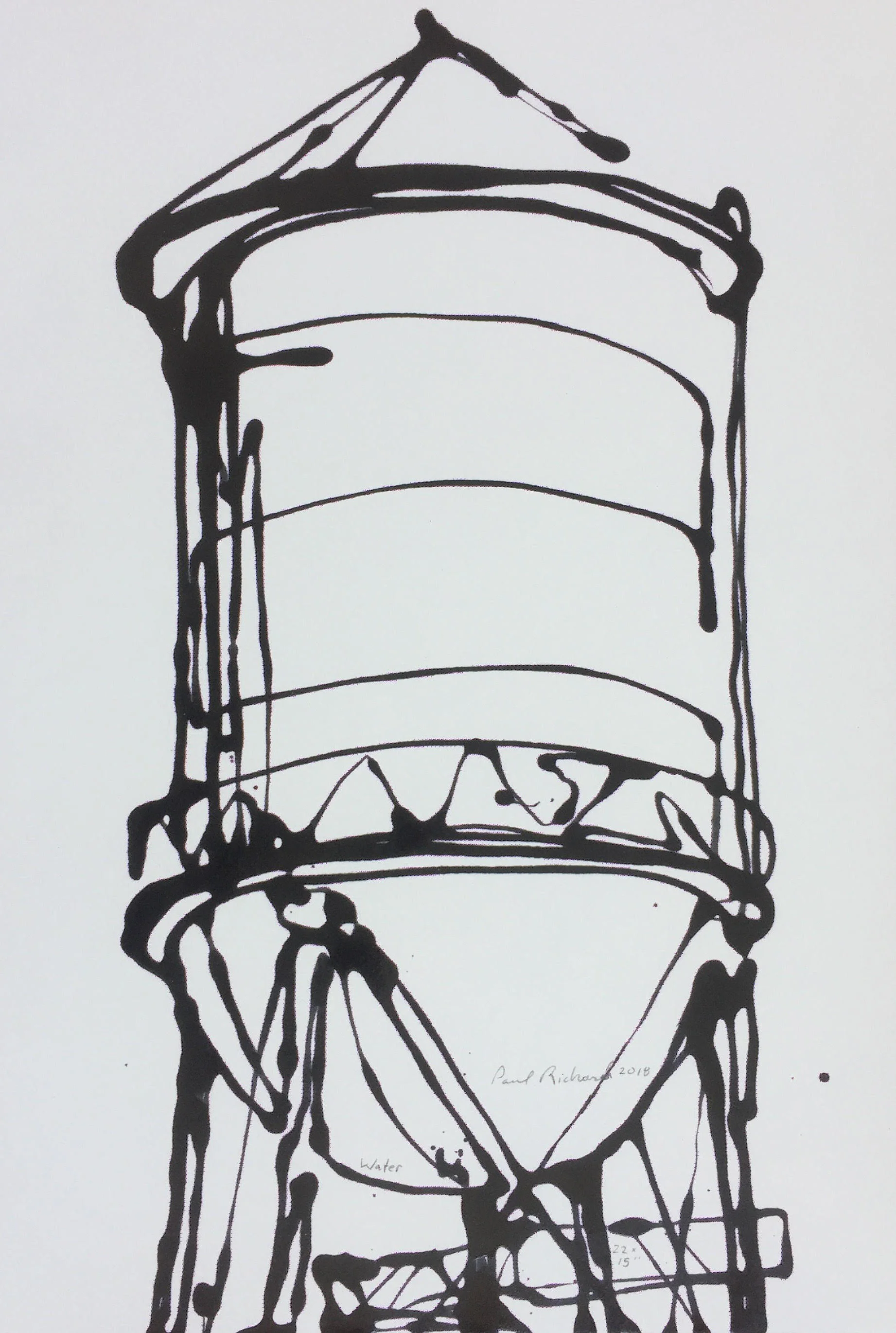 "Water" Drip on paper 22x15"