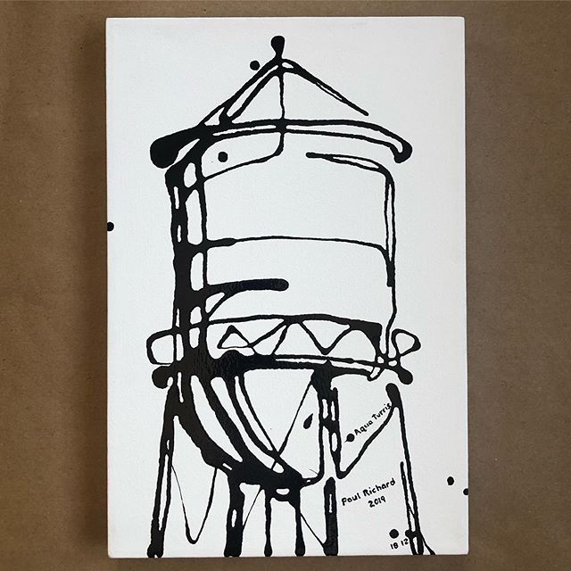 #PaulRichard #PaulRichardArt #PaulRichardNYC #WaterTower #DripPainting #DripArt #DripDrawing #DripArt paul@paulrichard.net Aqua Turris 2019, Oil on Canvas, 18 x 12 inches available at #212Arts @212arts  212Arts Gallery NYC