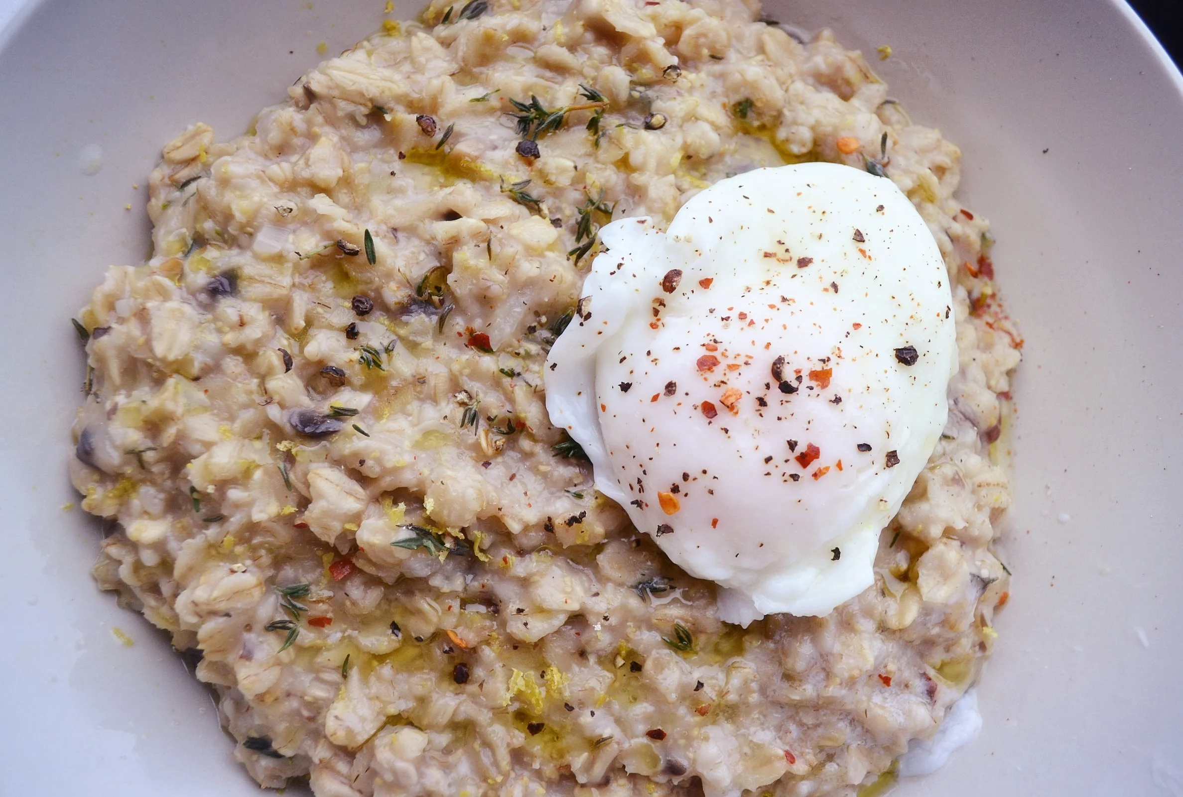 Savory Oatmeal with Thyme & Lemon Zest