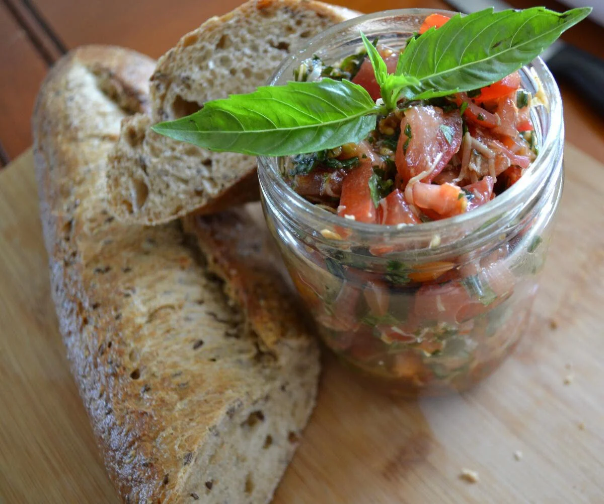 Sweet Summer Tomato &amp; Basil Bruschetta
