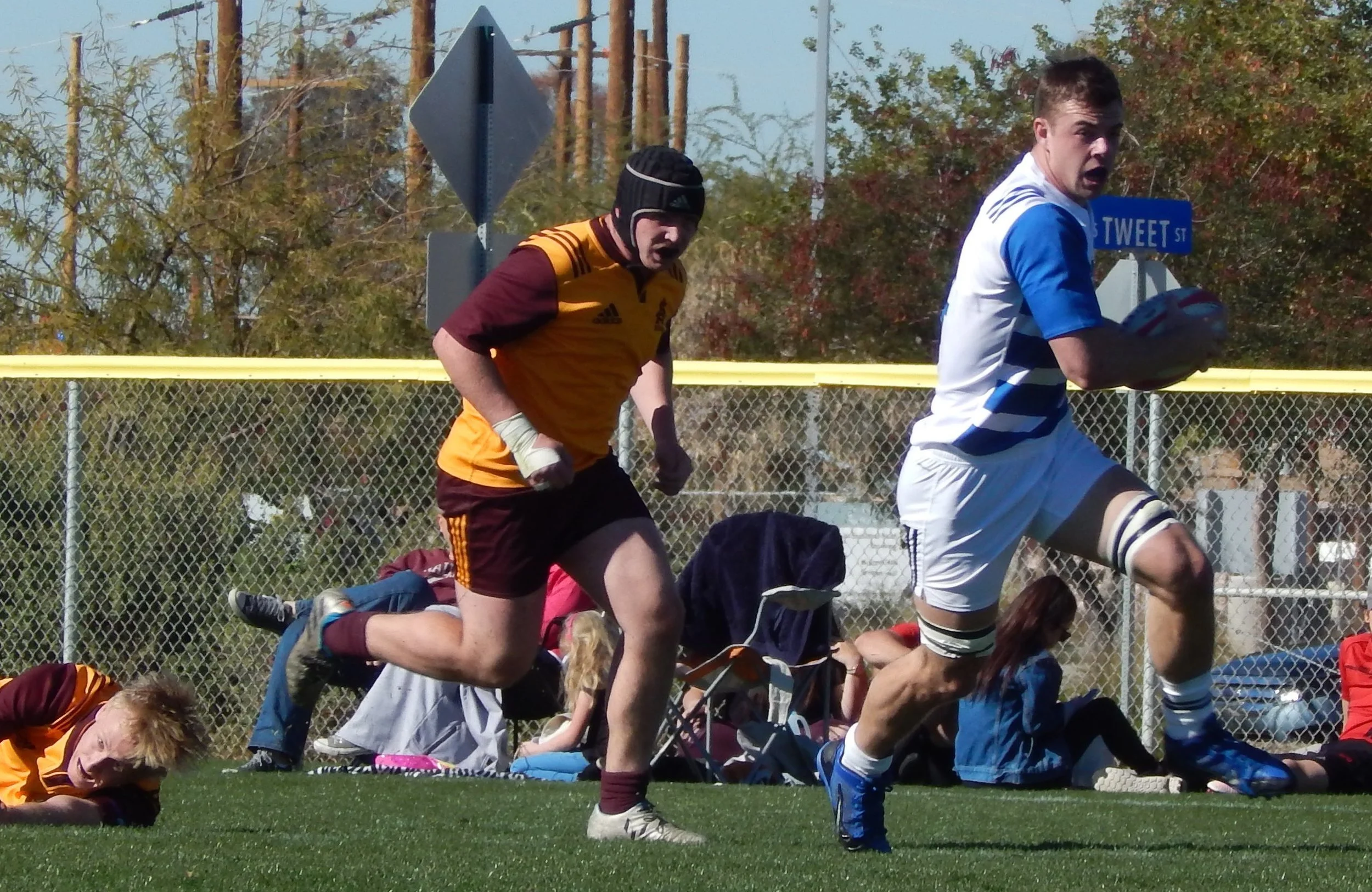 Austin Lyons on the move to his first try of the spring