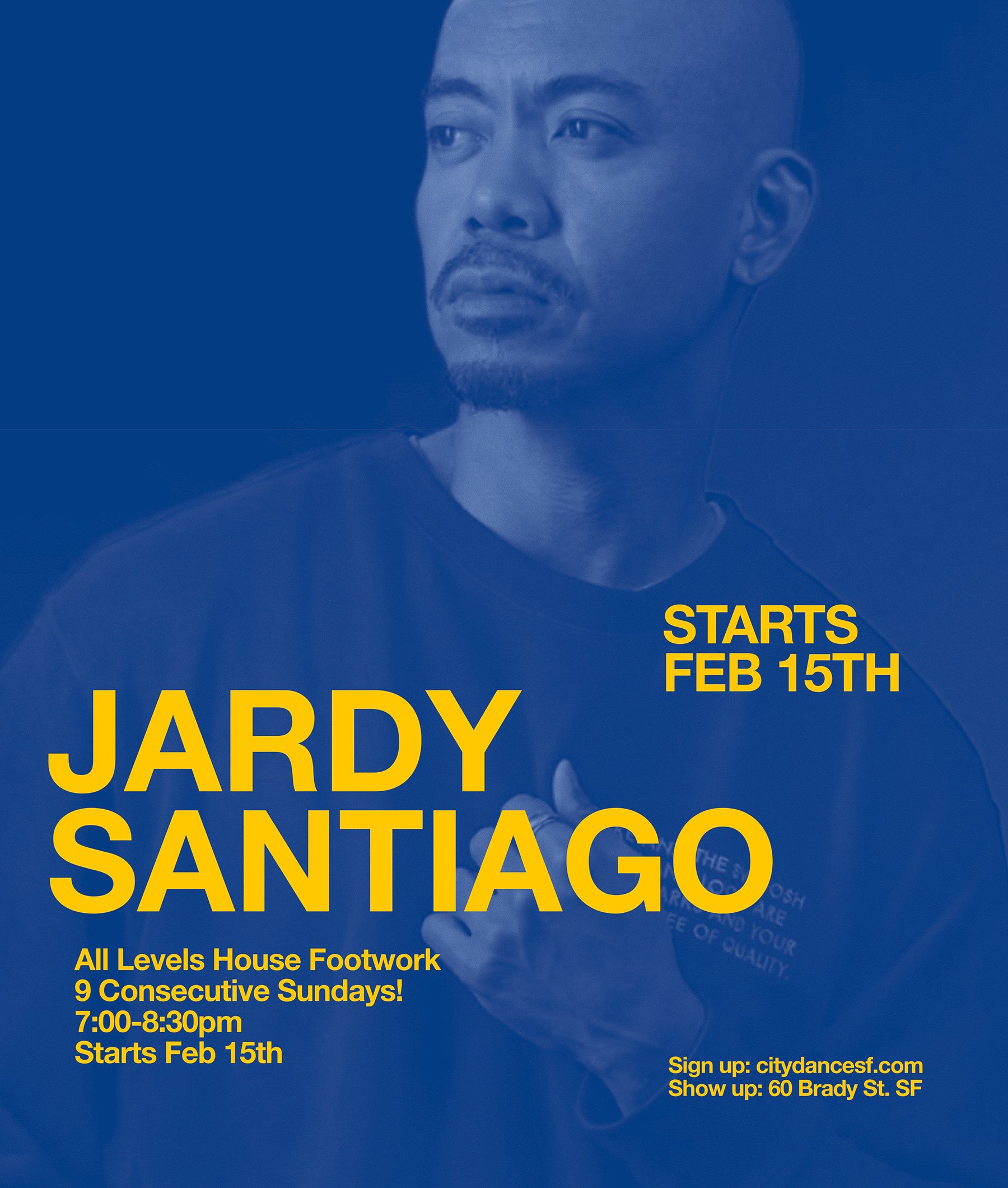 Starting Feb 15th, Jardy is teaching every Sunday through April! 7:00pm | 60 Brady