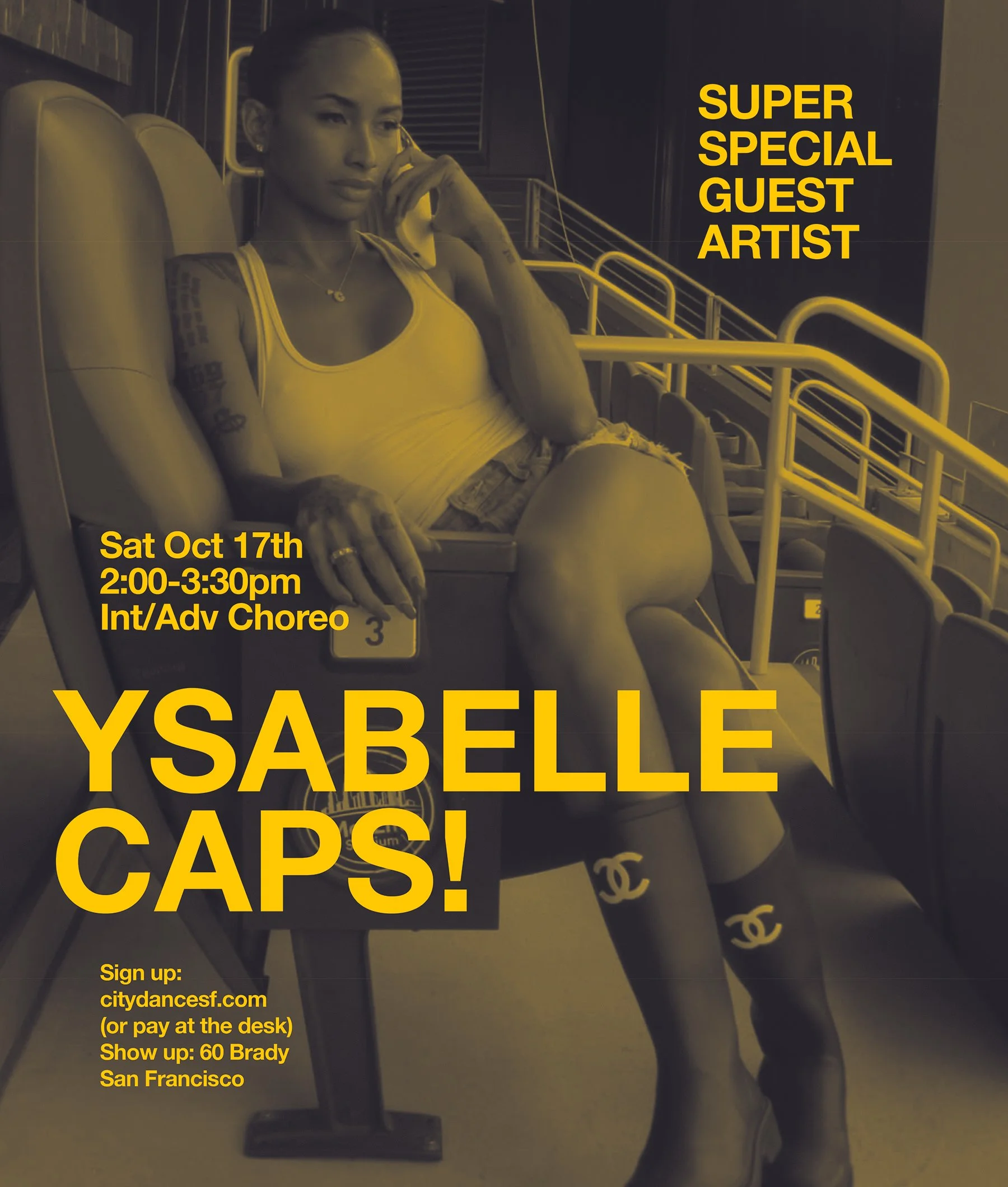 SATURDAY OCTOBER 17TH AT 2PM! Don't miss Ysabelle Capitule! | 60 Brady | Click on pic to login up ^ or pay at the studio if we have space