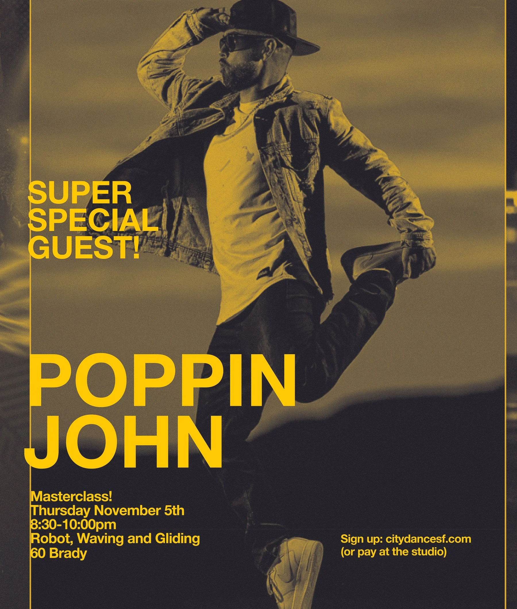 THURSDAY NOV 5TH AT 8:30PM! | Poppin John is teaching a Masterclass! | 60 Brady | Click on pic to sign up ^ or pay at the studio :)