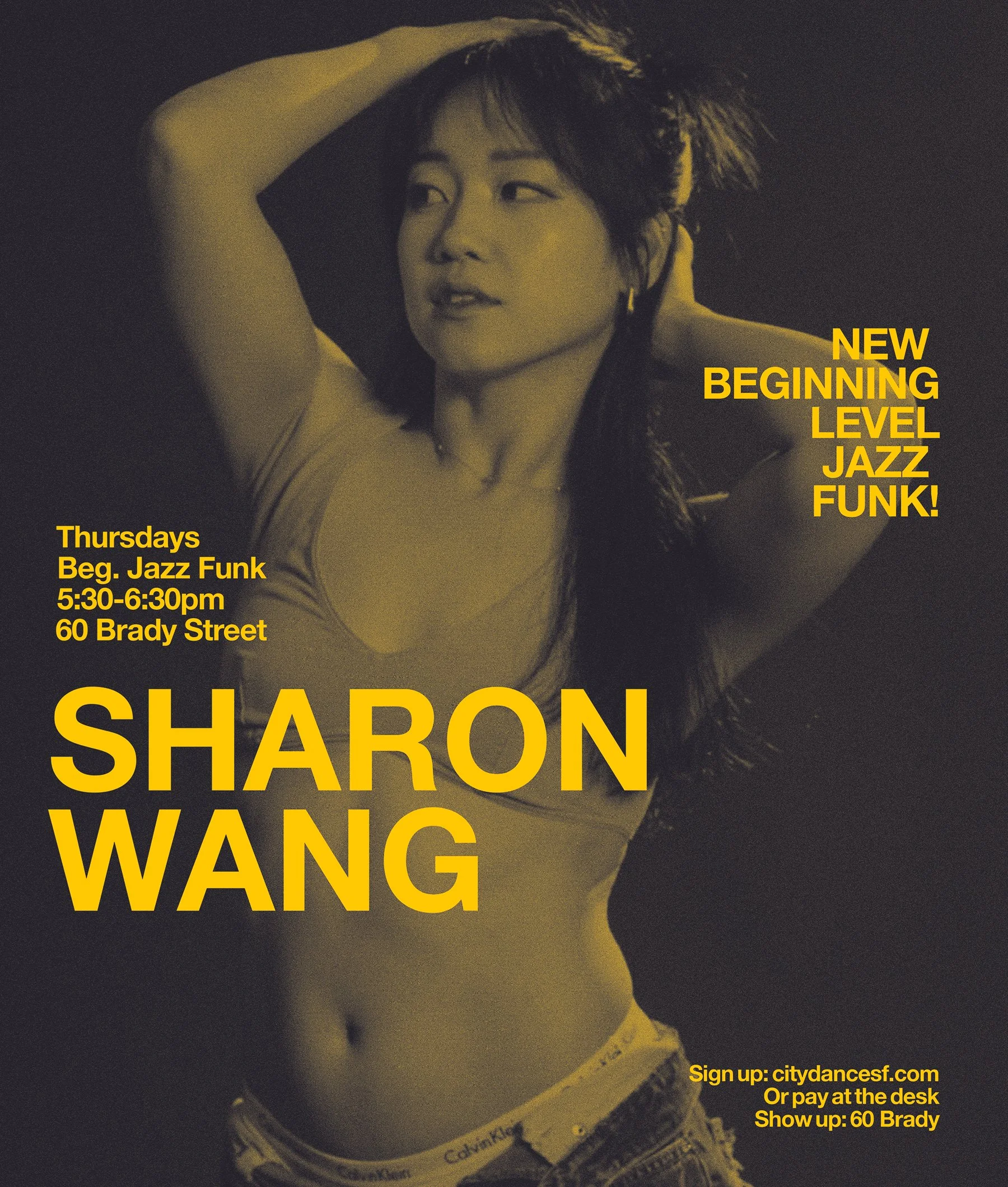 Sharon is teaching a brand new beginning level Jazz Funk class on Thursday nights now! Dance with her at 5:30pm | 60 Brady | Click on pic to sign up ^ or pay at the desk