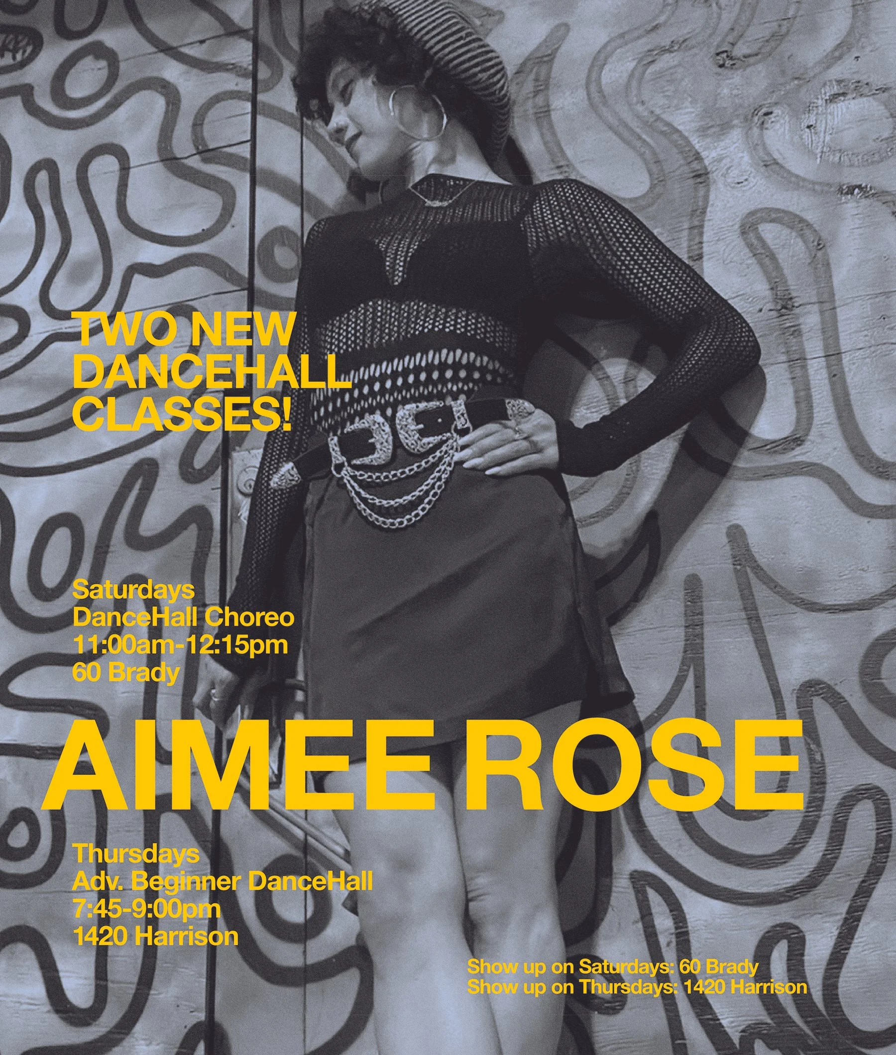 CLICK ON PIC TO SIGN UP ^ New Saturday class!! Join us for this great DanceHall Choreo class with Aimee Rose! 11:00am | 60 Brady