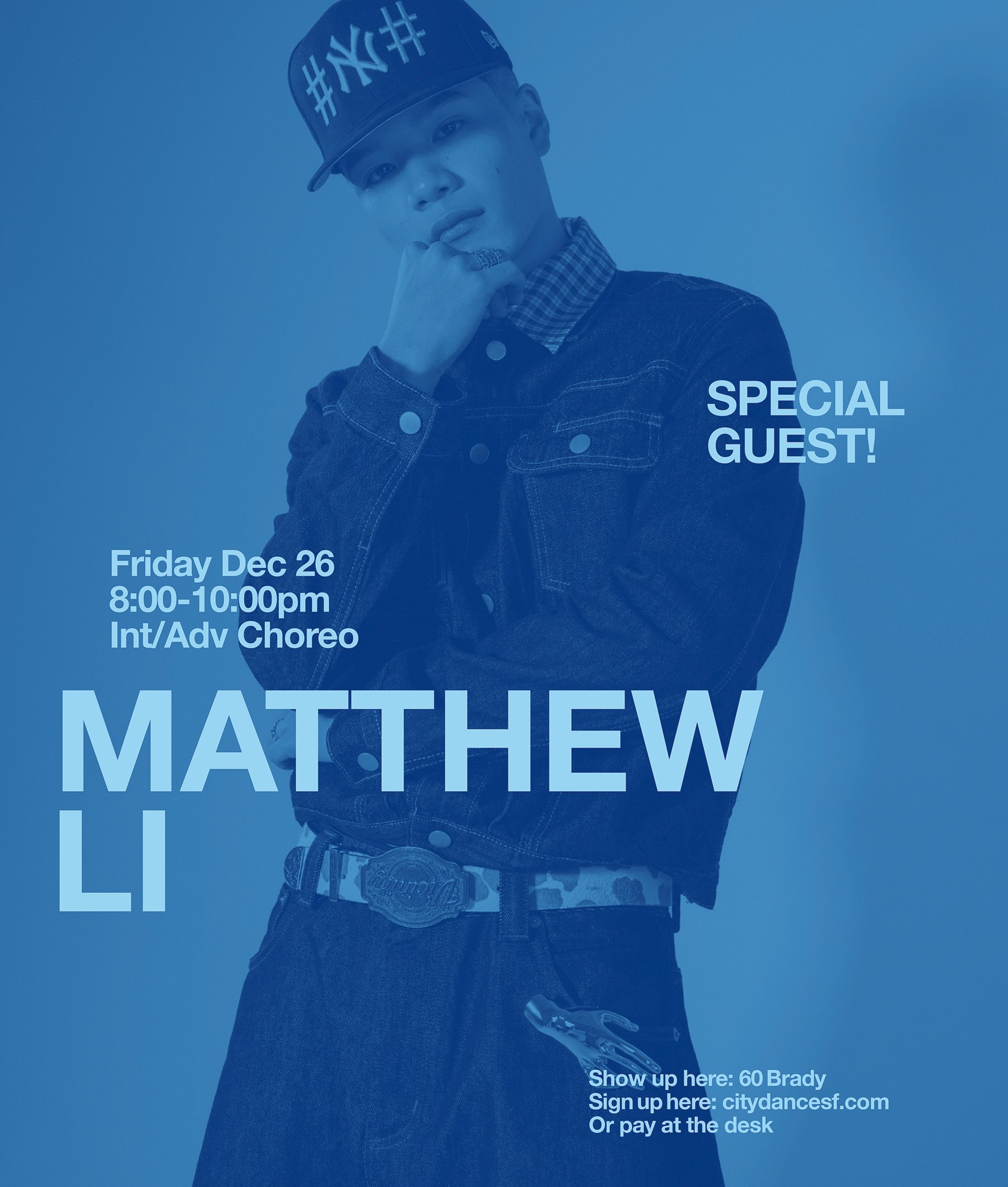 Matthew is back for the holidays! Dance with him in a special 2 hour class on Friday Dec 26th!! 8:00pm | 60 Brady