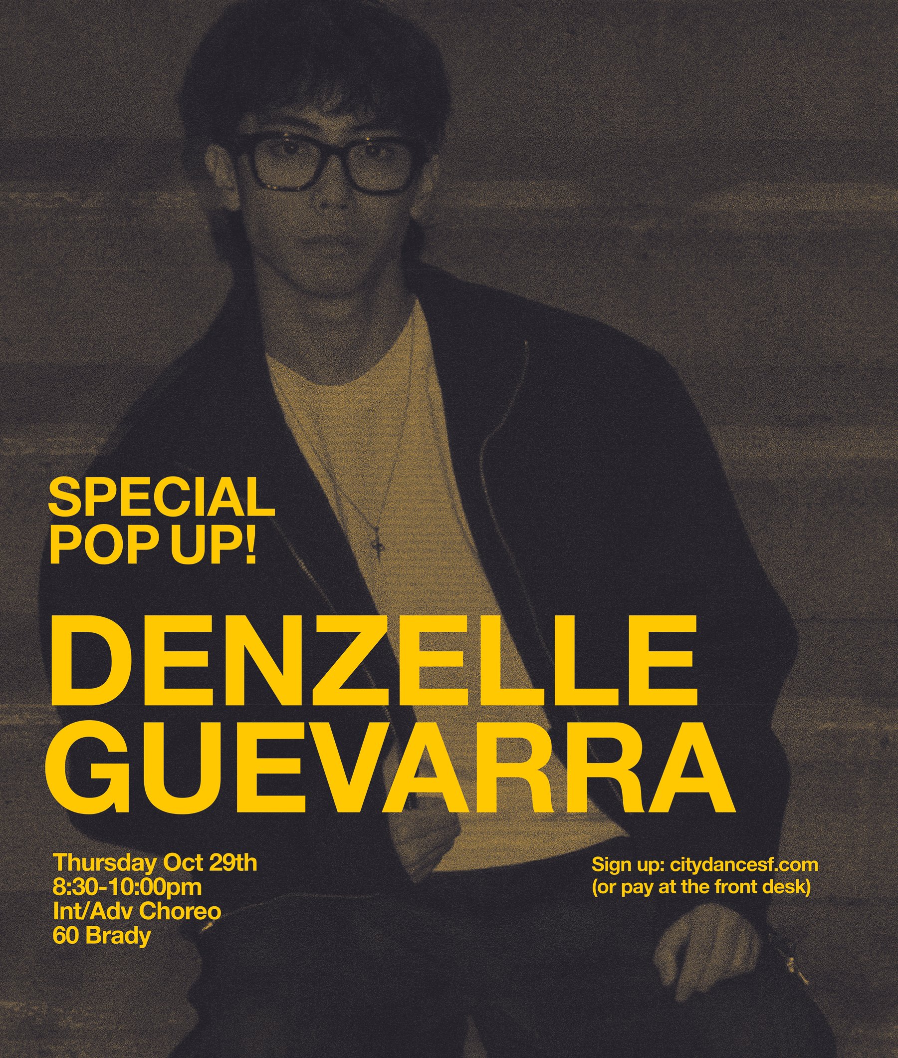 THURSDAY OCTOBER 29TH! Denzelle is teaching at 8:30pm! | 60 Brady | Click on pic to sign up ^ or pay at the studio :)