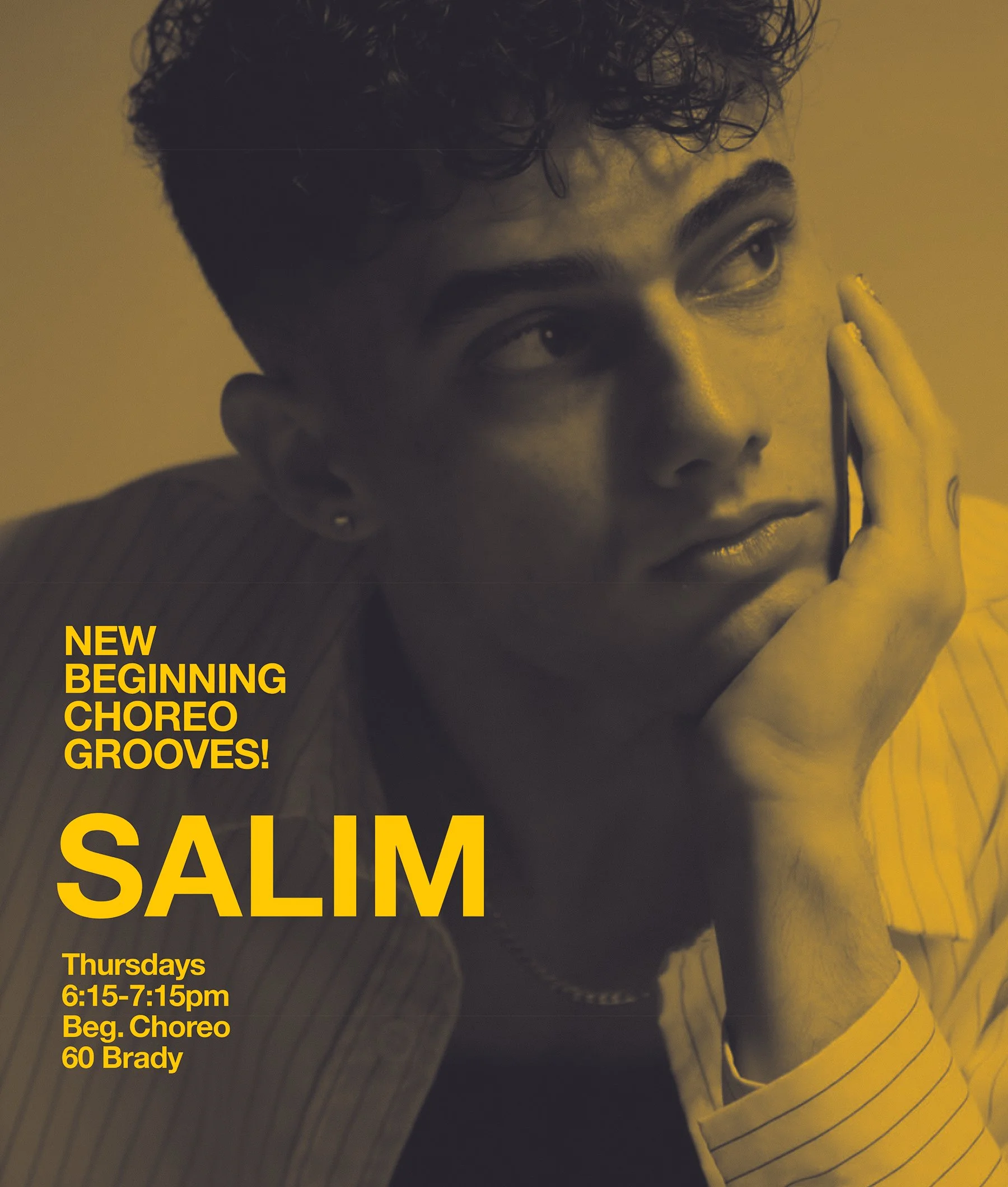 Salim is now teaching Beginning Choreo Grooves on Thursdays at 6:15pm! Right before his int/adv Class which is now happening at 7:15pm | Join us at 60 Brady | Click on pic to sign up ^ or pay at the desk