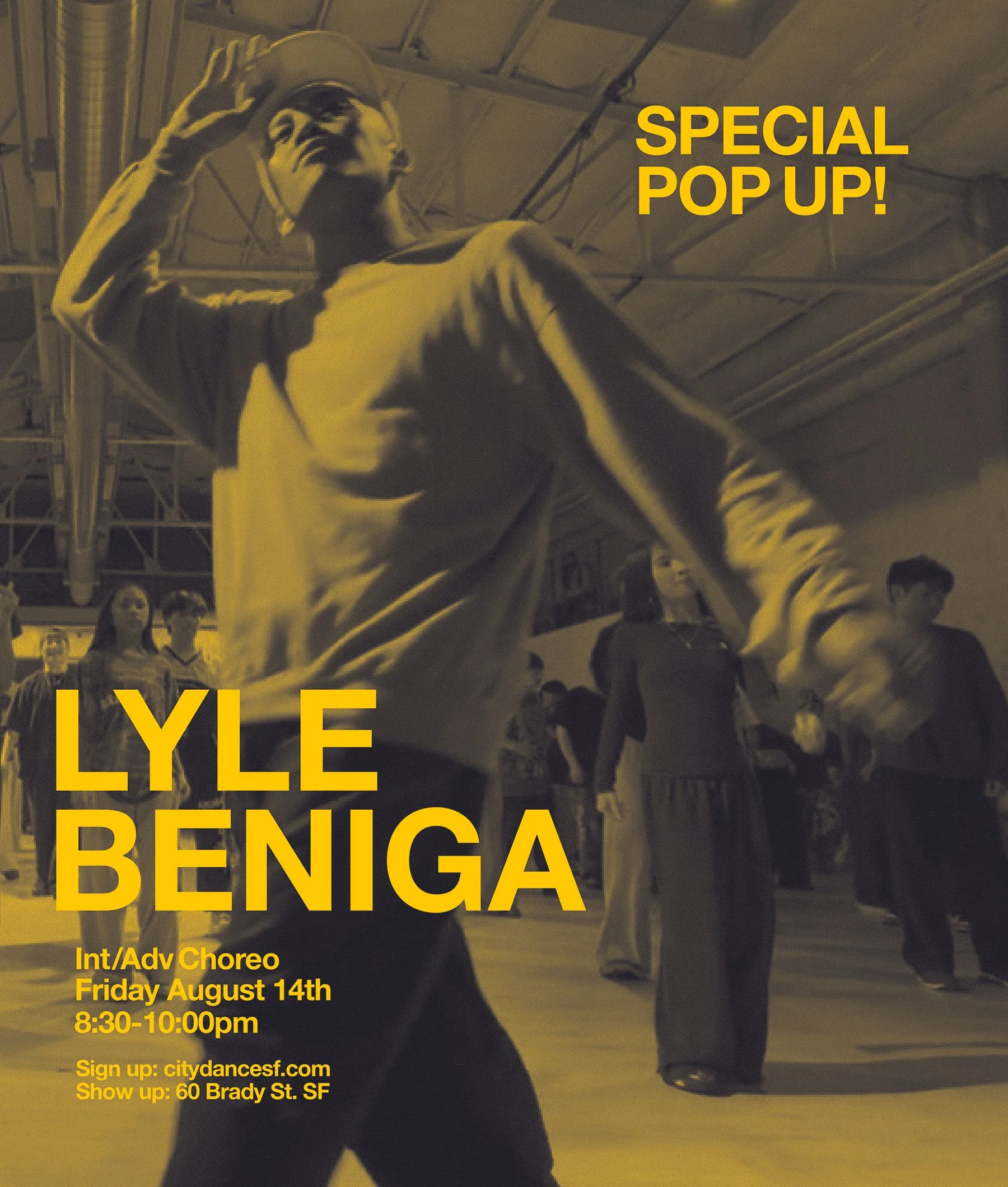 Friday August 14th! Lyle Beniga is teaching! Join us at 8:30pm | 60 Brady | Click on pic to sign up ^ or pay at the desk if you have space available.