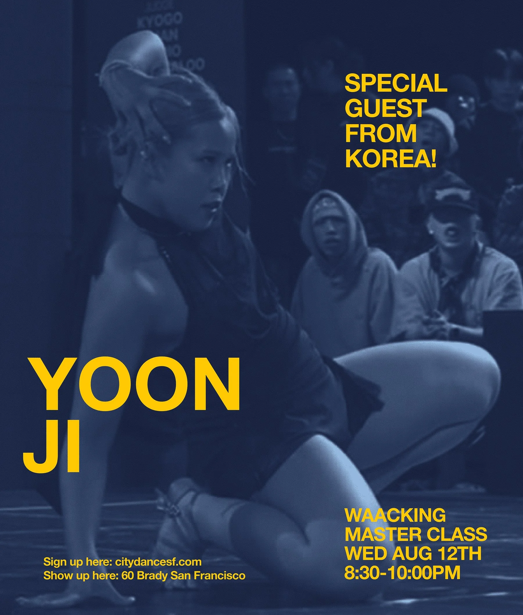 This is a very special event! Yoon Ji, is a world famous Waacking artist from South Korea and she will be teaching a Waacking Master Class on Wednesday August 12th at 8:30pm! | 60 Brady | CLICK ON PIC TO SIGN UP NOW!