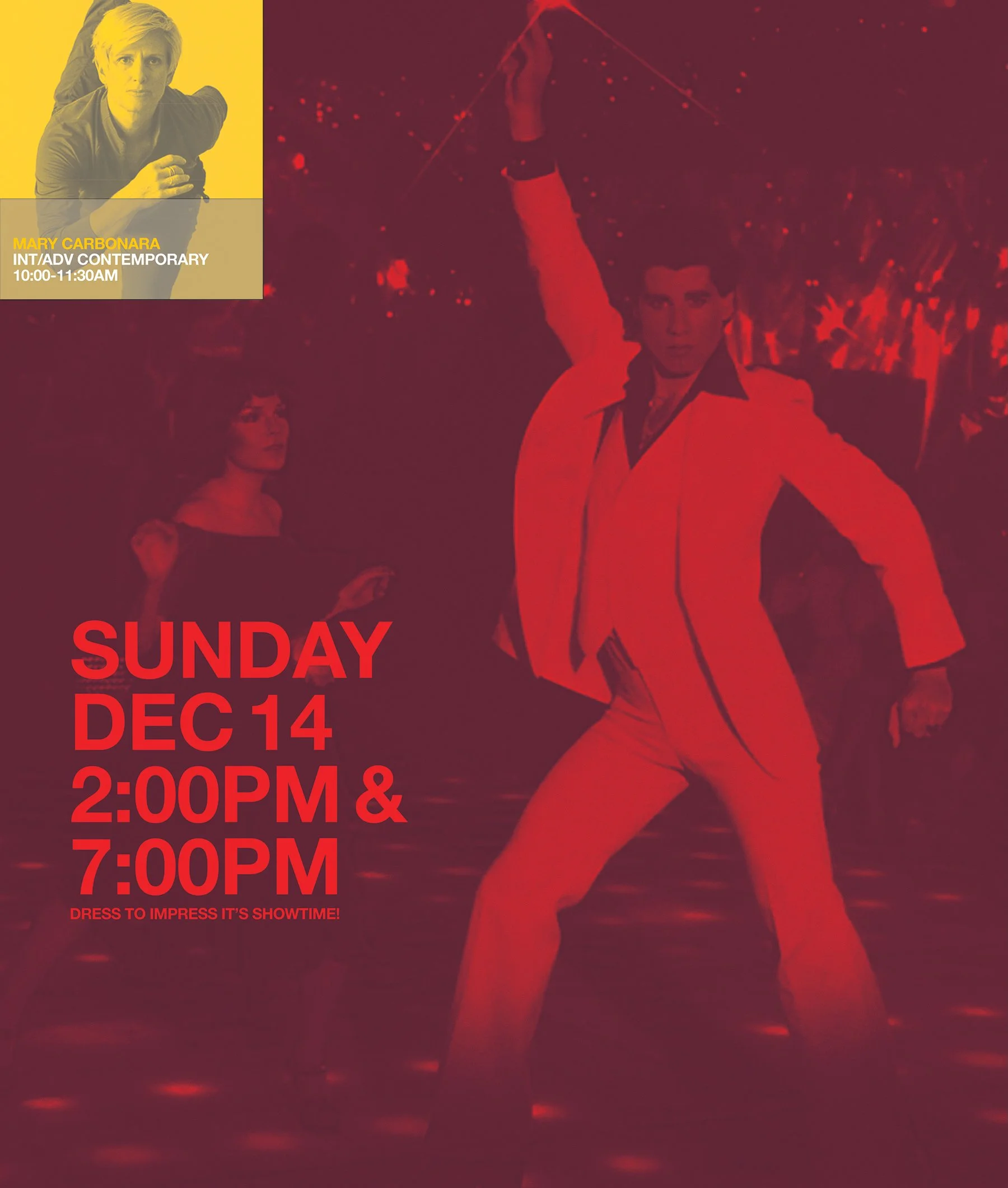 VERY LIMITED SCHEDULE FOR SUNDAY DEC 14TH. IT'S SHOWTIME! JOIN US AT 2PM OR 7PM!