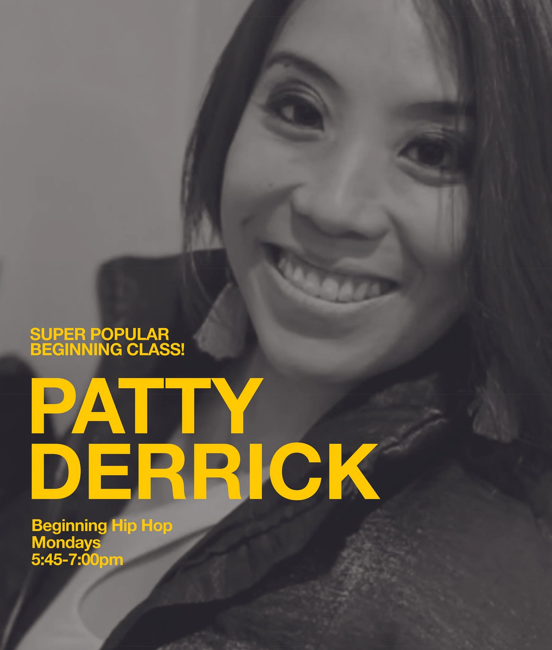 Patty teaches a super popular beginning level Hip Hop class on Mondays at 5:45pm | 60 Brady | CLICK ON PIC TO SIGN UP ^ Or pay at the desk