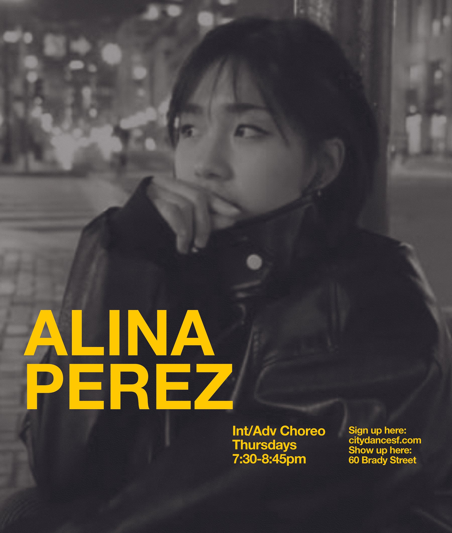 Alina teaches every Thursday night! Join us at at 7:30pm | 60 Brady | CLICK ON PIC TO SIGN UP ^