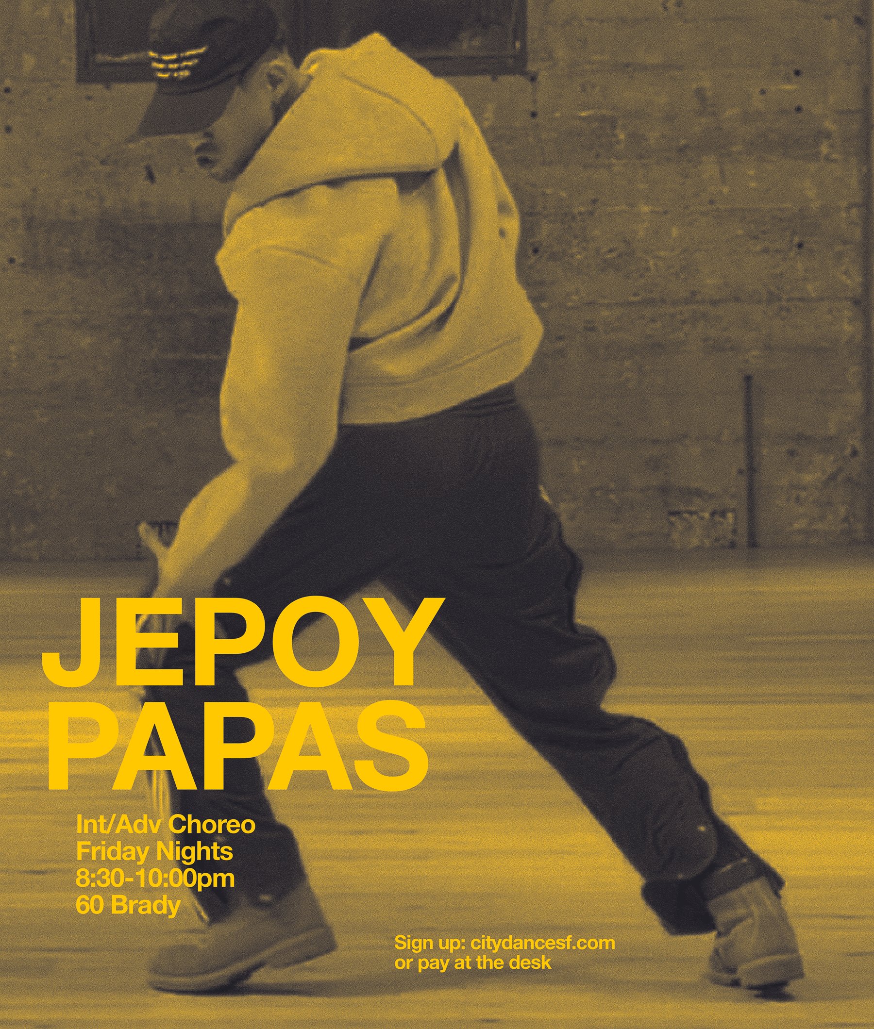 Please note! Jepoy's Int/Adv Choreo Class is now back on Friday nights, right after his beginning class. Dance with him at 8:30PM | 60 BRADY | CLICK ON PIC TO SIGN UP ^ Or pay at the desk