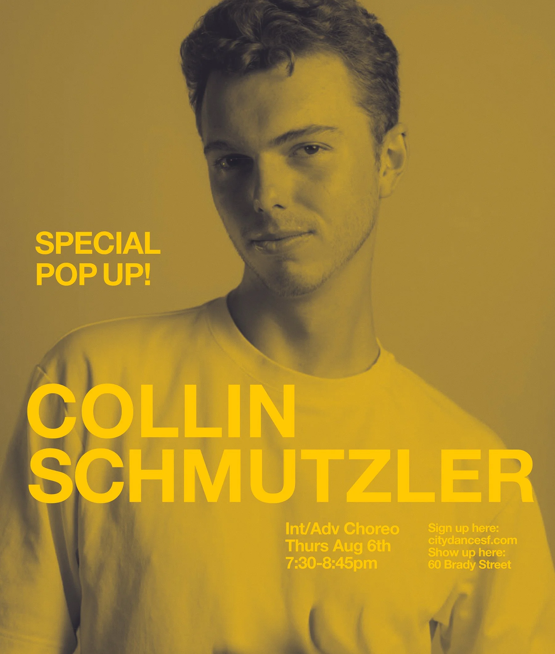 COLLIN is teaching a Pop Up! Dance with him tonight at 7:30pm | 60 Brady | Click on pic to sign up ^ or pay at the studio :)