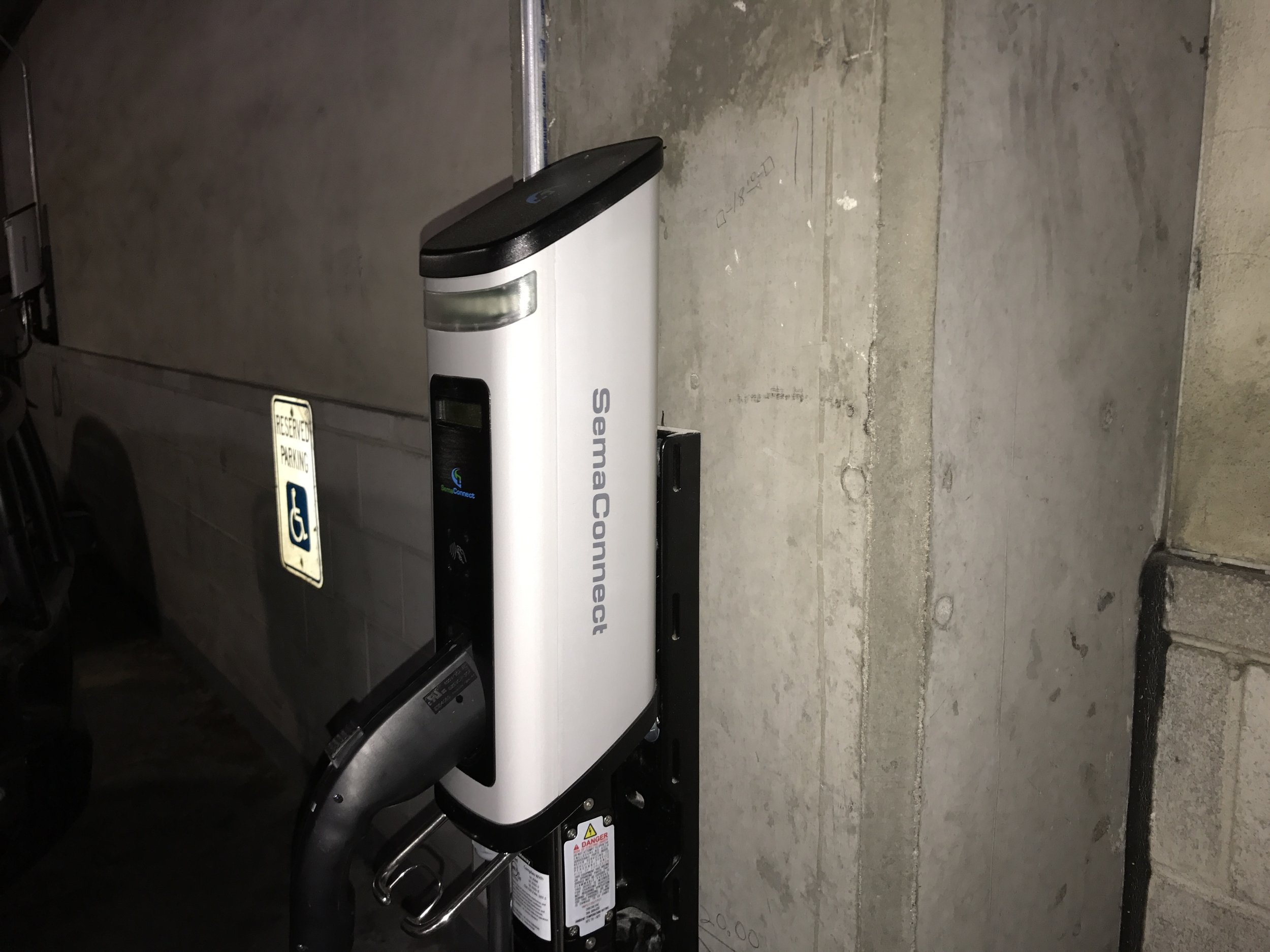 One of the not-yet-active charging stations inside the Capitol Terrace parking garage. Photo: Don Day/BoiseDev