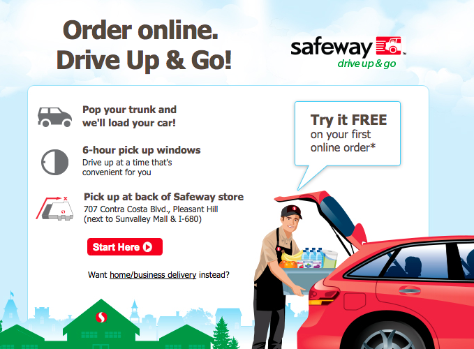 Screenshot of Drive Up & Go landing page from Safeway