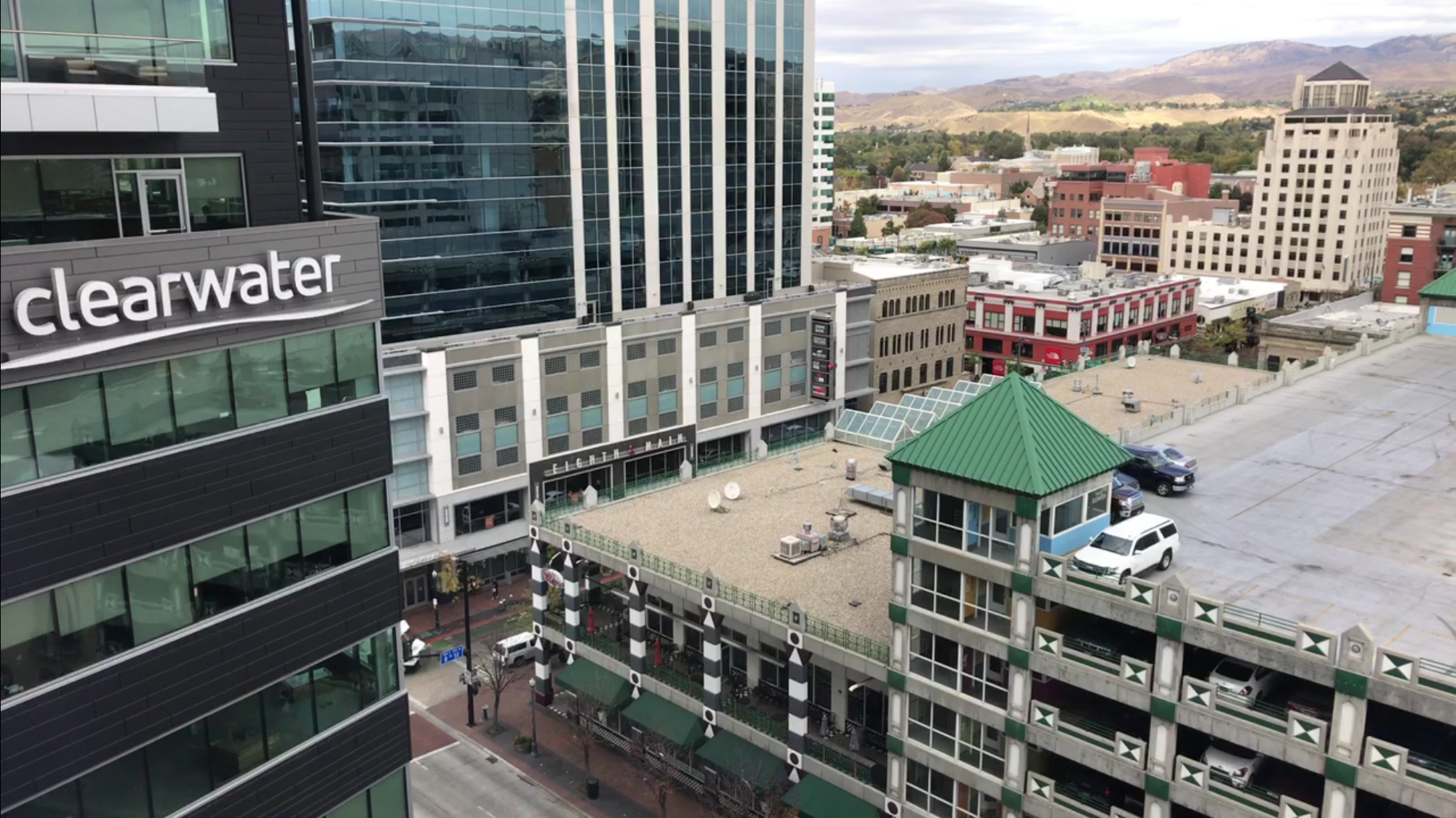 THE CAPITOL TERRACE GARAGE AND RETAIL SPACE AS SEEN FROM ABOVE. PHOTO: DON DAY/BOISEDEV.COM