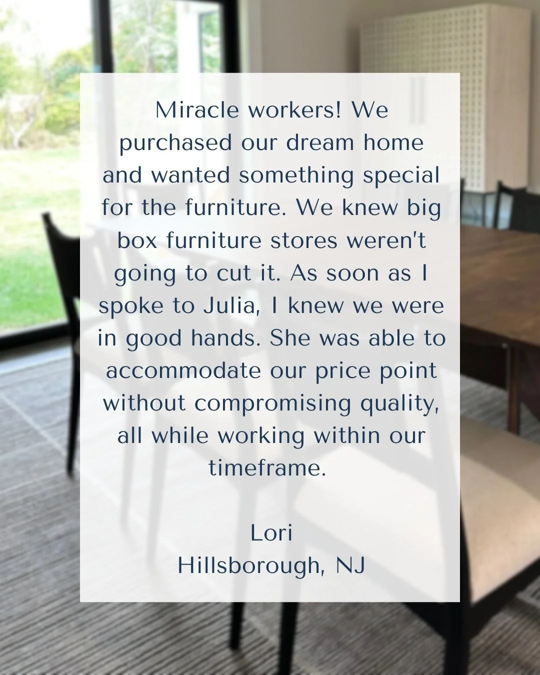 We specialize in sourcing furniture and pieces that reflect your unique style and needs&mdash;far beyond what you&rsquo;ll find in a big box store. This beautiful testimonial captures exactly why we love what we do! ❤️ 

If you&rsquo;ve purchased you