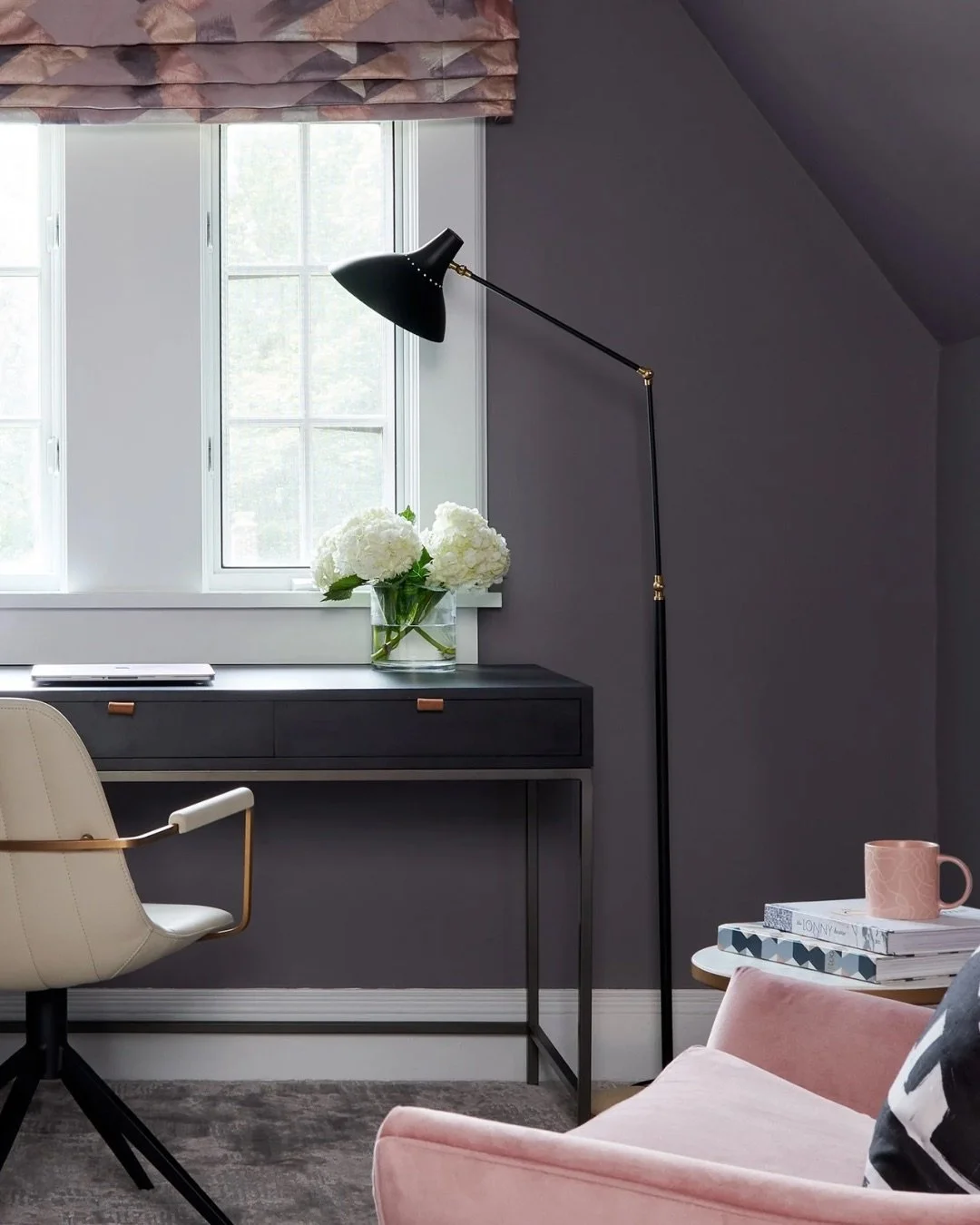 We&rsquo;ve shared his side, and now it&rsquo;s time for Her Office.

We transformed this once-cluttered attic into a sophisticated sanctuary defined by soft femininity and rich textures. By choosing a deep, moody palette, we allowed the walls to vis