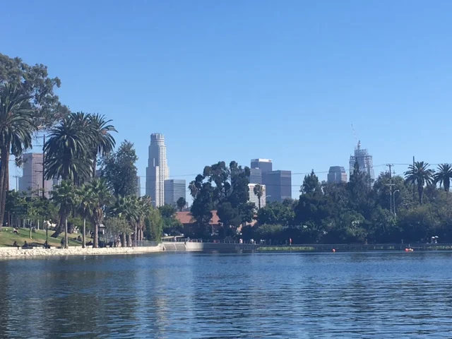 Paddle boating on Echo Park lake