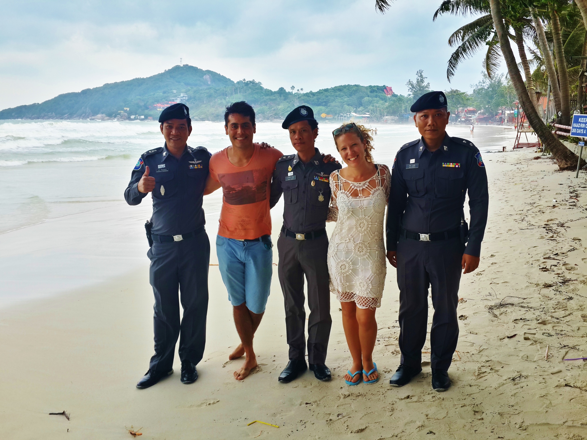 Friends, travelers and police officers of Thailand