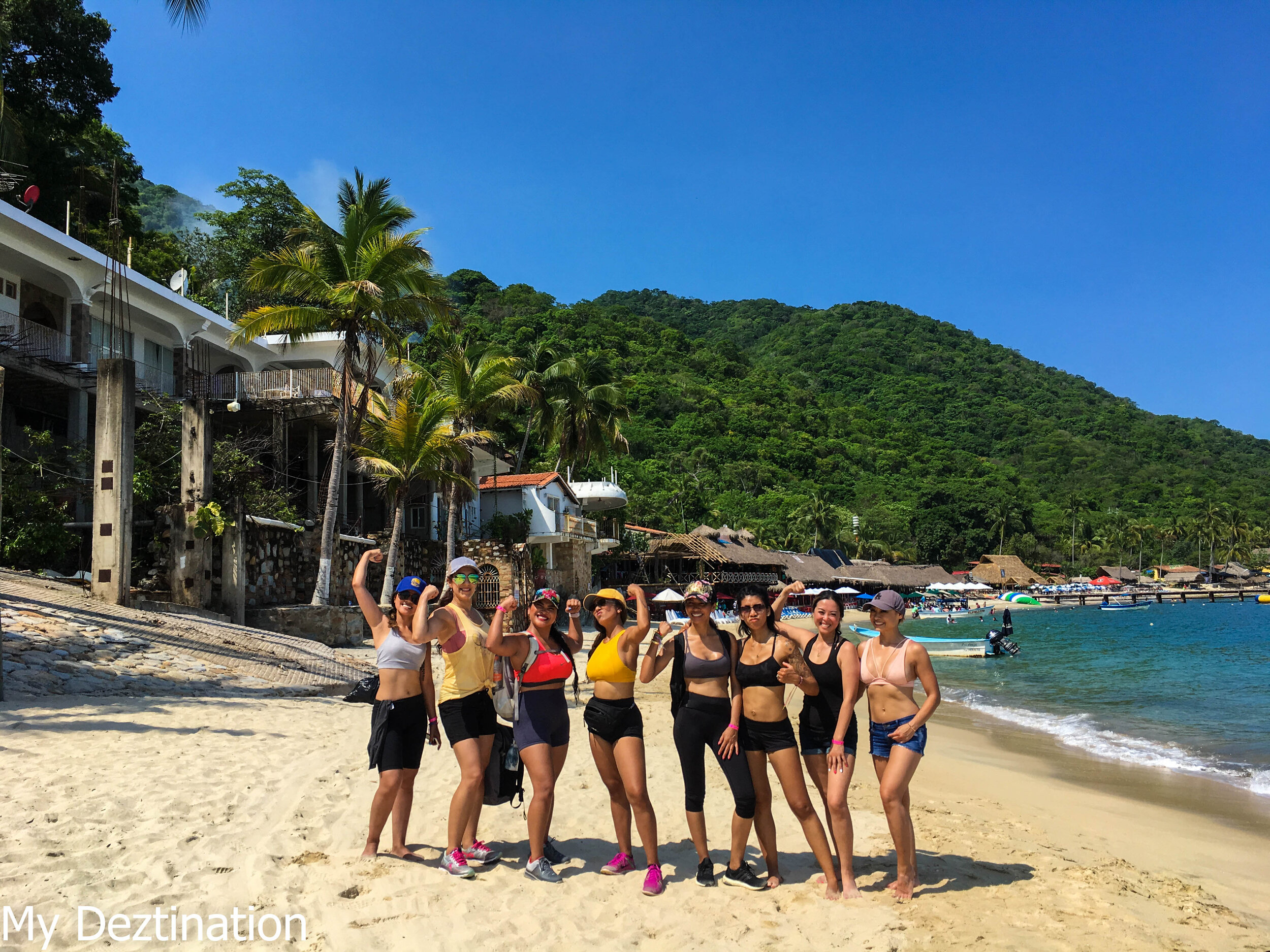 Girls finishing jungle hike on Las Ánimas Beach with My Deztination.