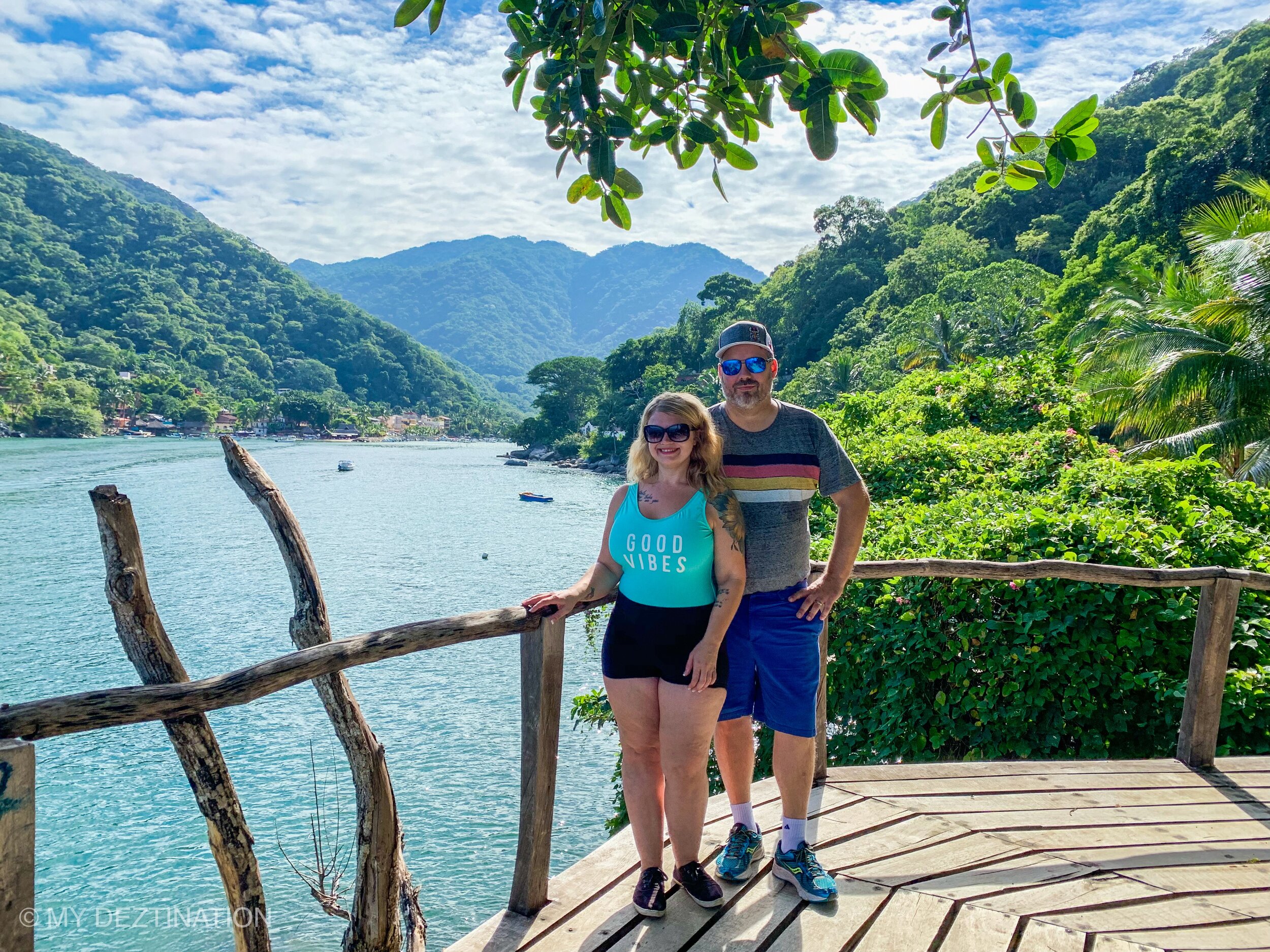 Happy couple at jungle viewpoint on My Deztination Las Ánimas hike.