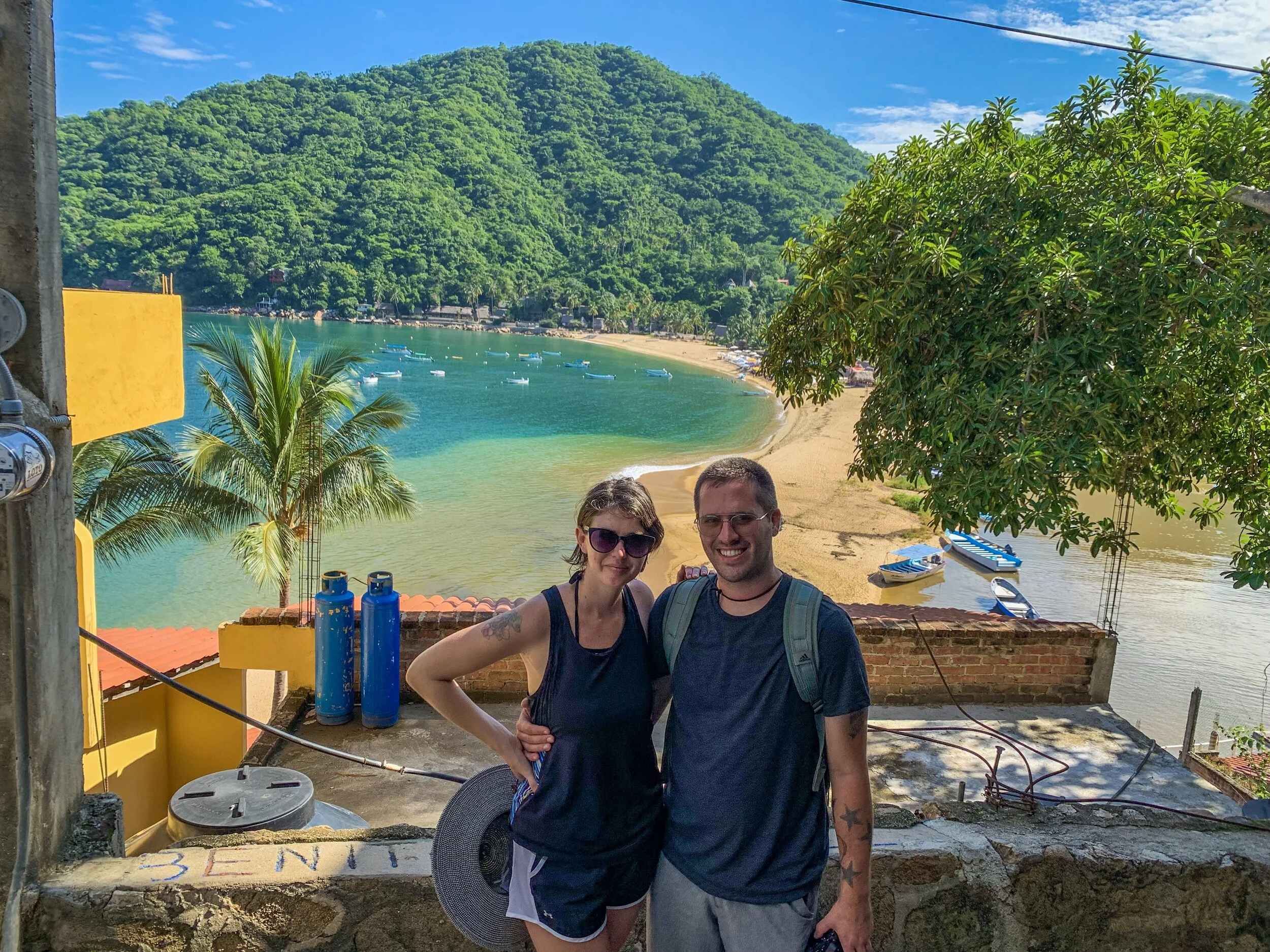 Happy couple smiling at Yelapa viewpoint on a My Deztination tour.