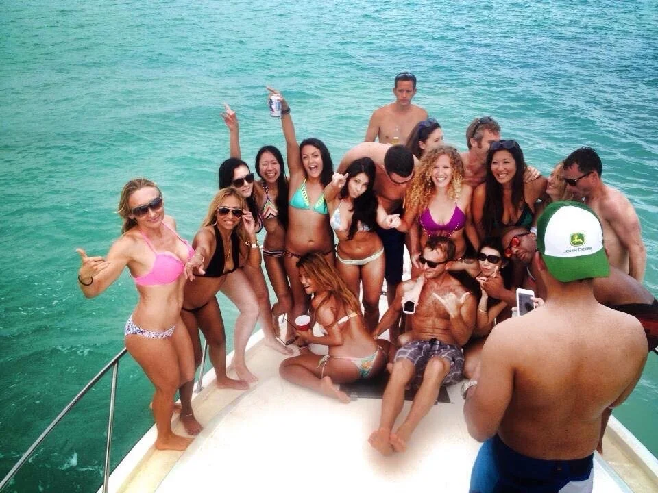 Big group celebrating on luxury yacht with My Deztination Puerto Vallarta.