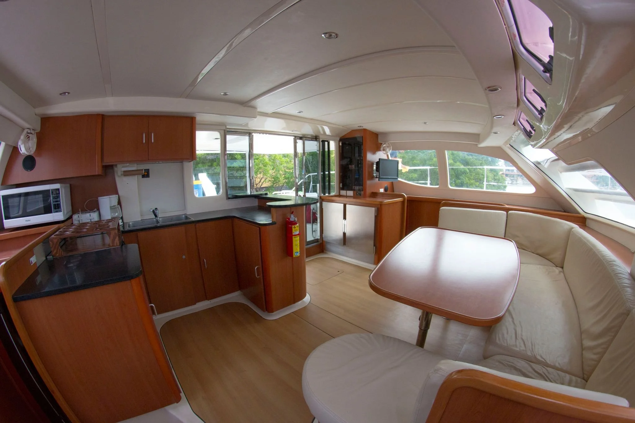 Interior of luxury yacht during My Deztination tour.