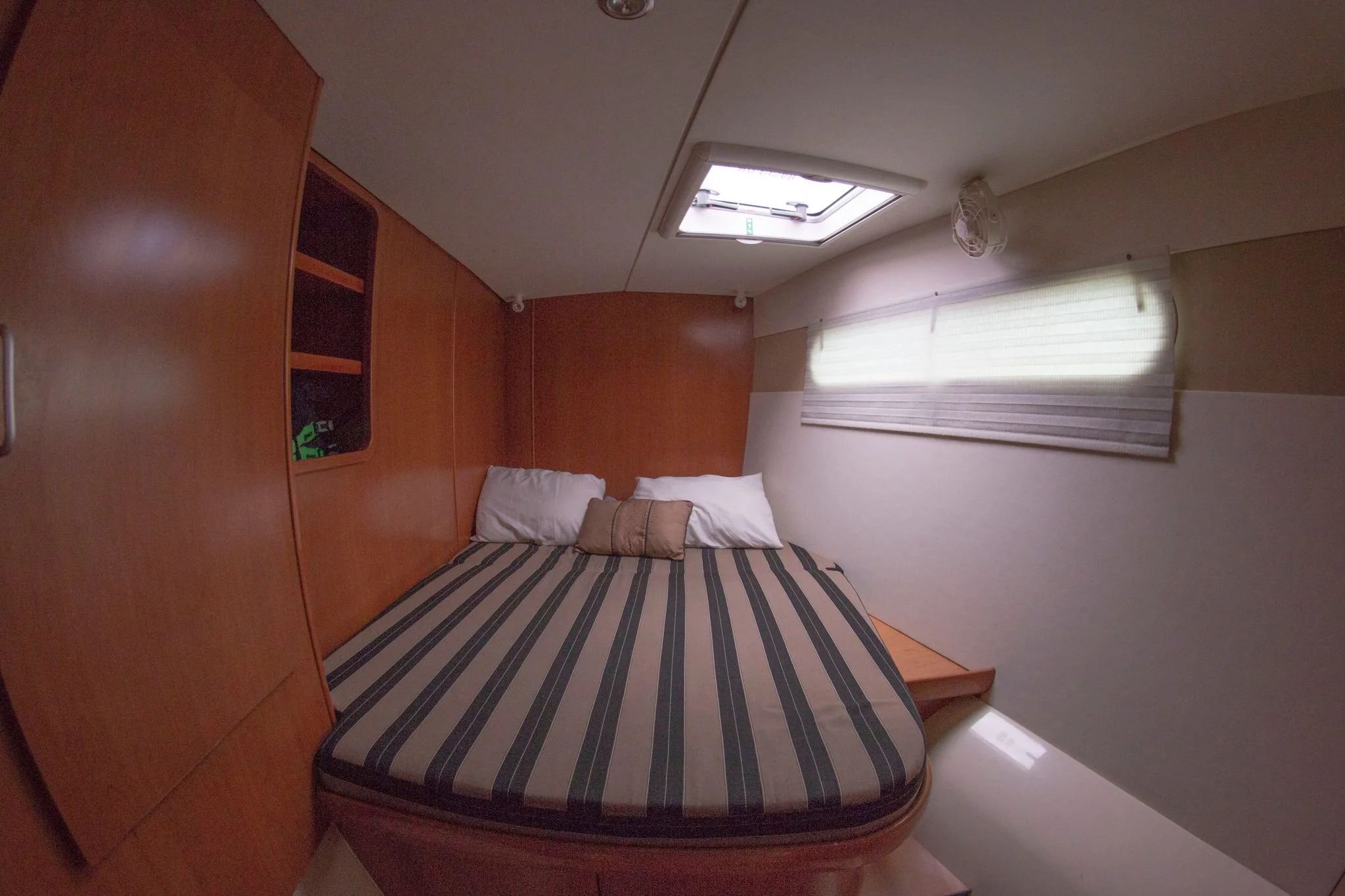 Bedroom suite inside luxury yacht with My Deztination Puerto Vallarta.