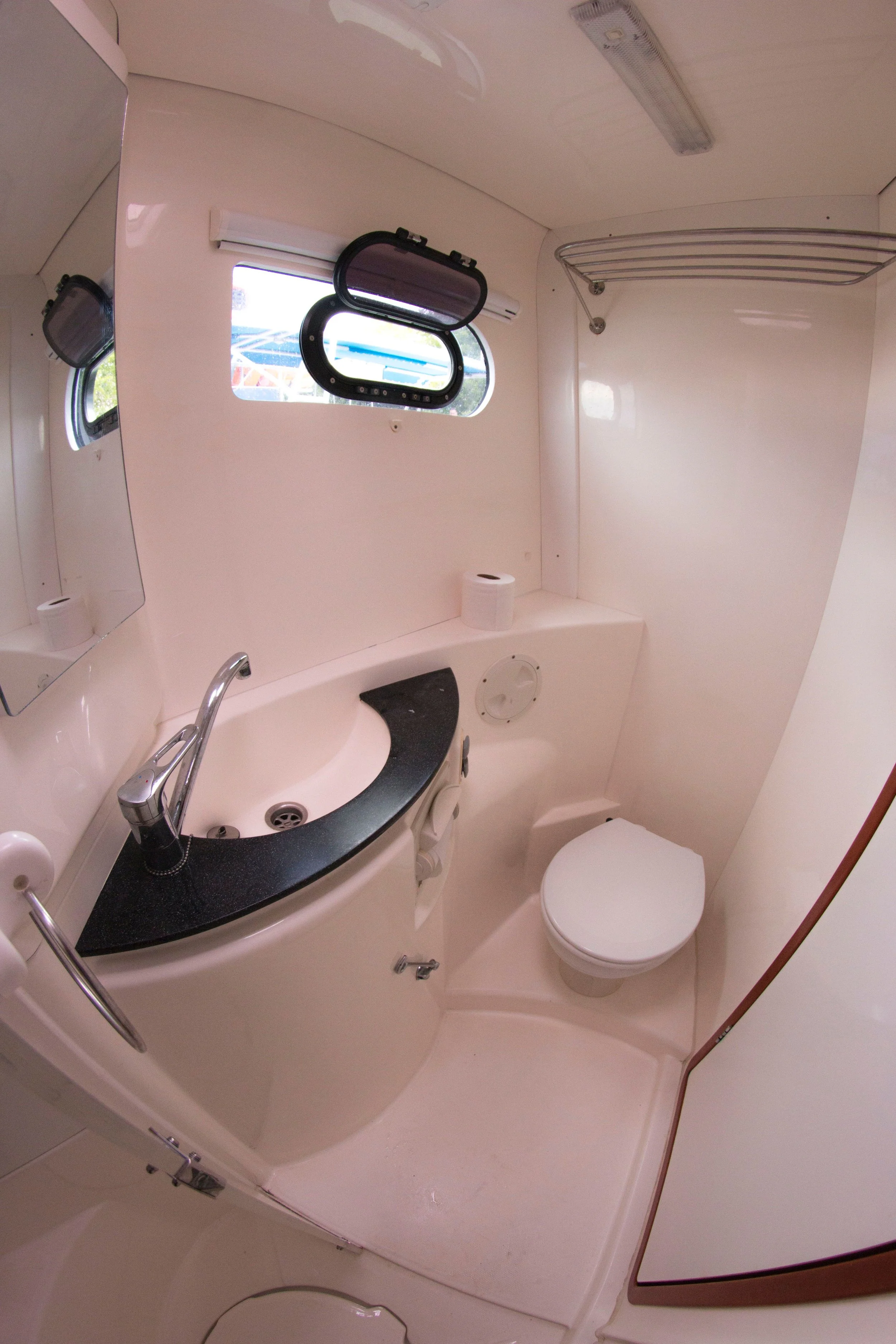 Modern bathroom inside luxury yacht on My Deztination Luxury Yacht