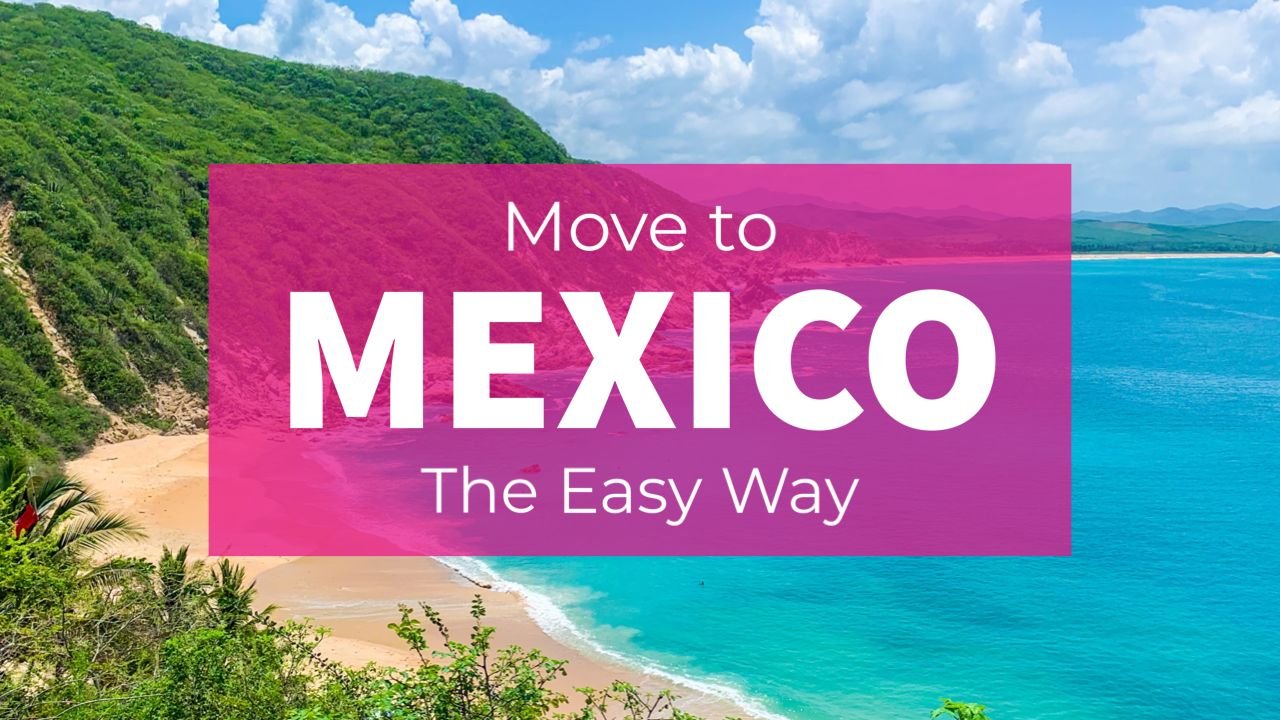 My Deztination branding image with tropical Puerto Vallarta beach and Move to Mexico the Easy Way message.