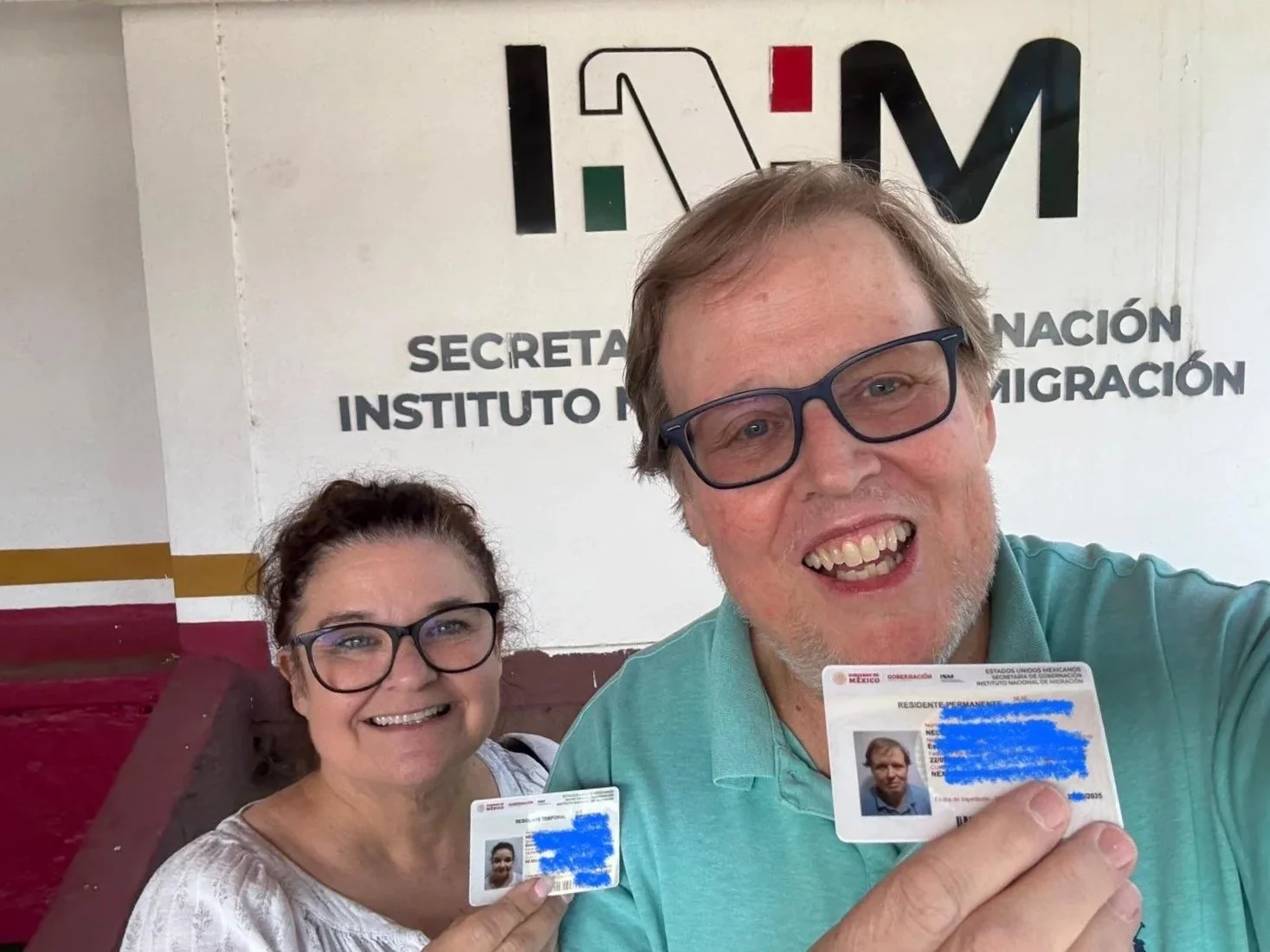 My Deztination clients Nona & Phil smiling together after receiving their temporary residency at the INM in Mazatlan, Mexico