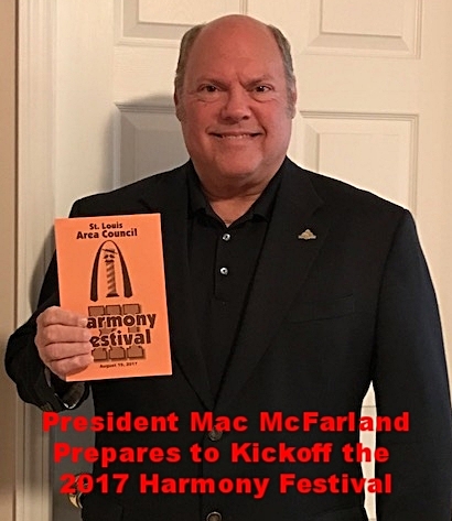 President Mac McFarland prepares to kick off the 2017 Greater St. Louis Harmony Festival.