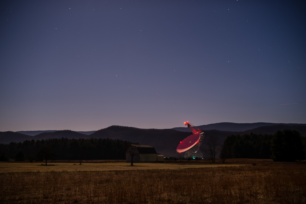 The Green Bank Radio Telescope, approximately three hours before moonset observable from our position.