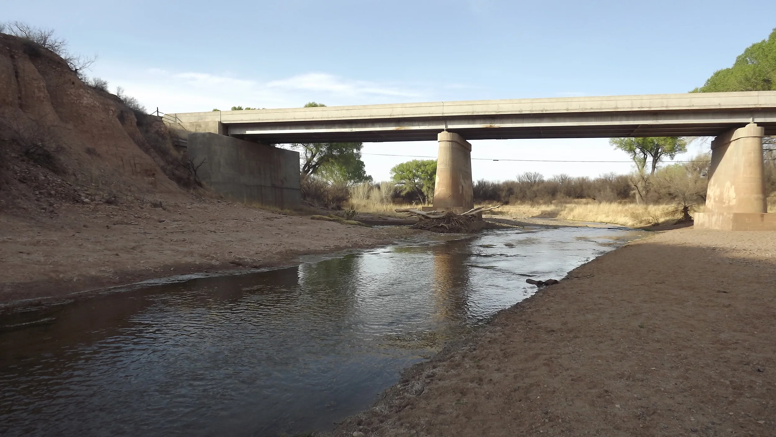 San Pedro River and Sand Pedro Riparian under highway near Sierra Vista, Arizona