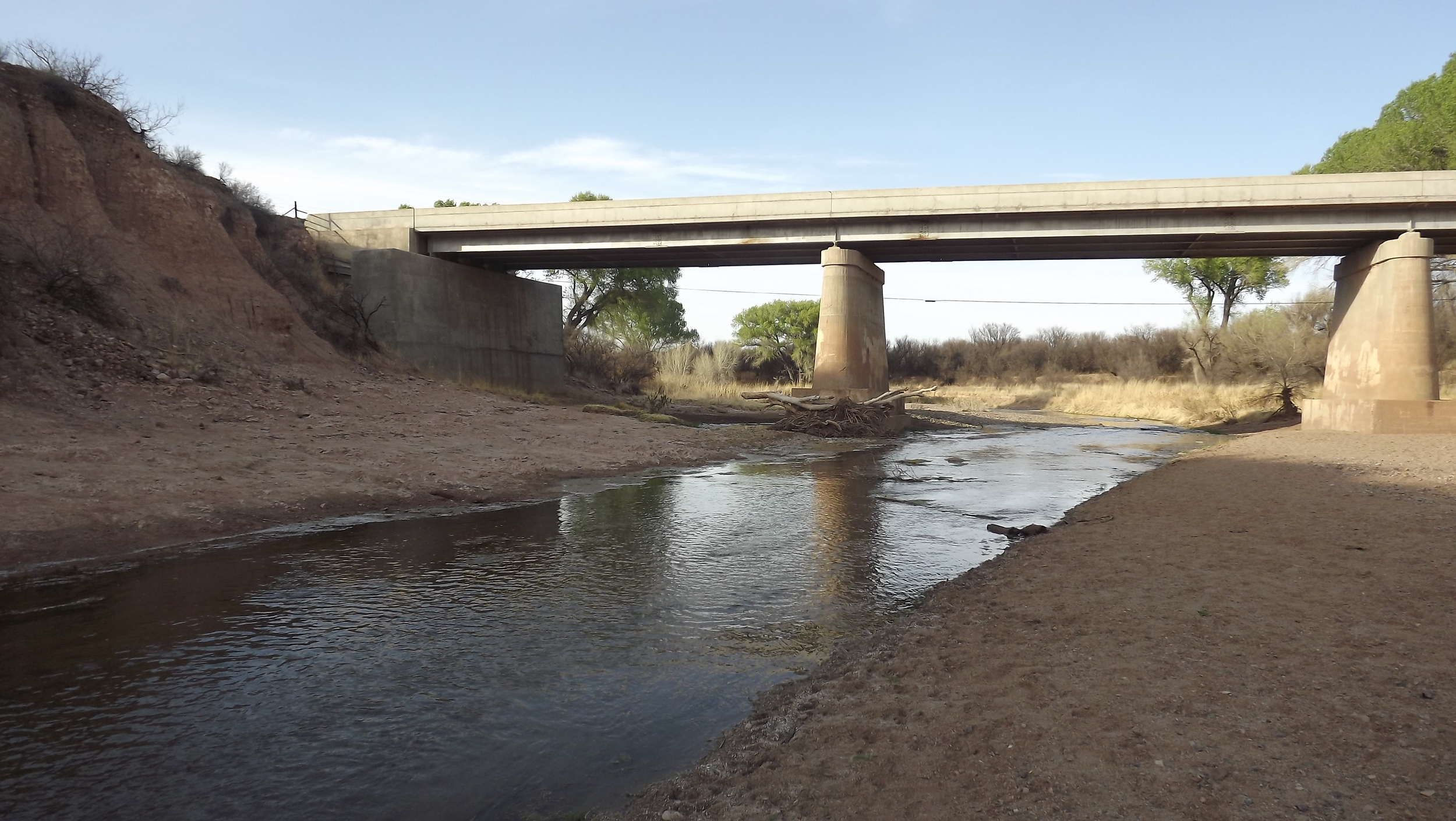 San Pedro River and Sand Pedro Riparian under highway near Sierra Vista, Arizona