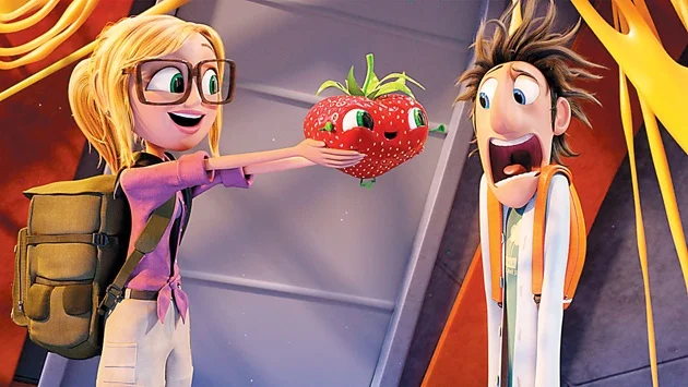I know, Flint Lockwood. Keep that thing back. It can call bug bodyguards. -Still from Cloudy With Meatballs 2, strawberry fruitimal named Barry