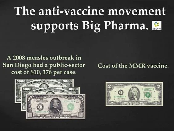 Author note: $2 is cost to US CDC and govt. vaccine programs, not privately insured patients. Walgreen's listed price for MMR is $99.99. &nbsp;This is still less than $775 per child average cost of Measles infection treatment. Meme by Refutations to…