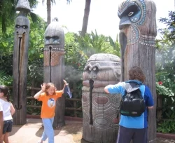 Tiki statue misters in Magic Kingdom