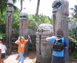Tiki statue misters in Magic Kingdom